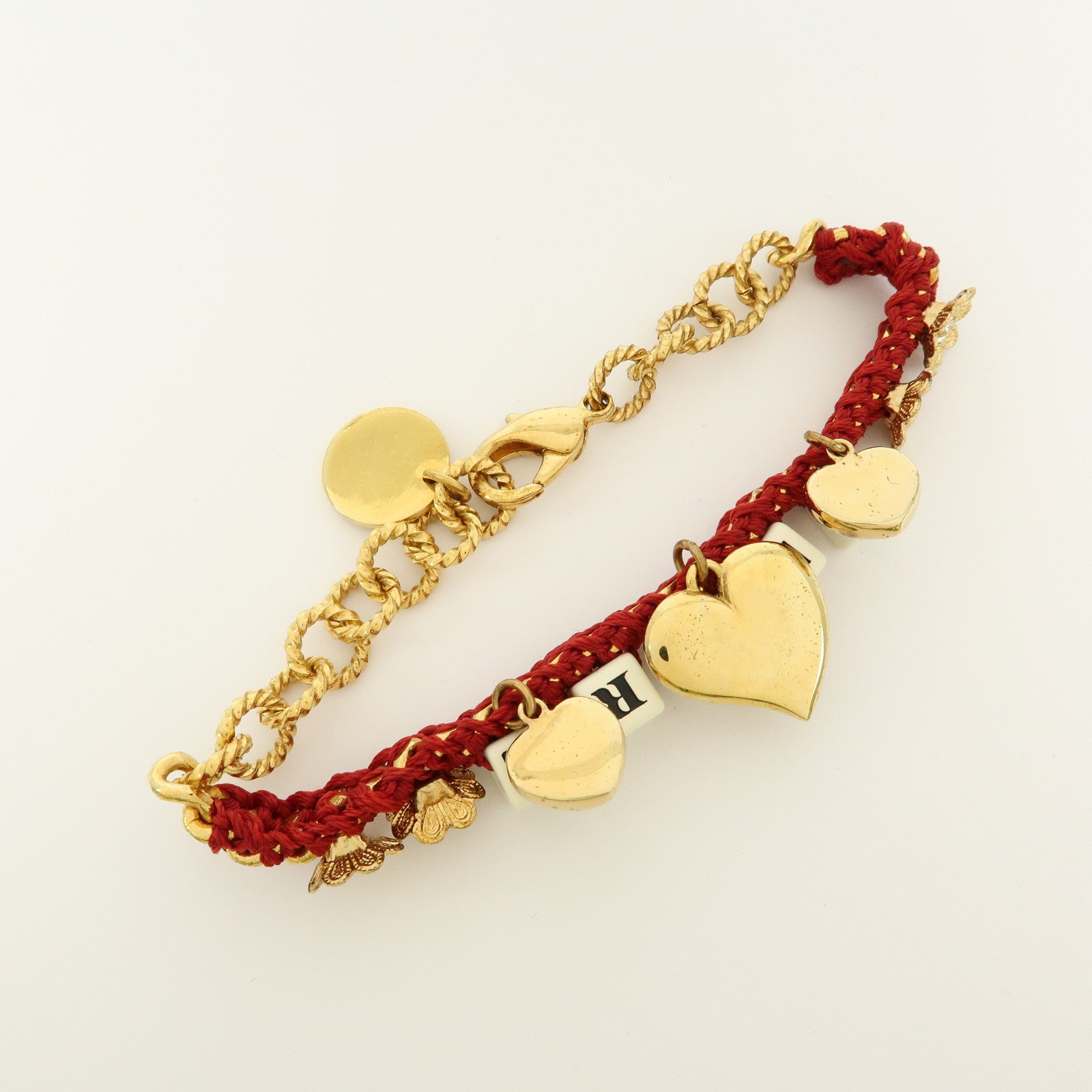 Dolce&Gabbana AMORE Heart Flower Motif Metal Bracelet Red Gold