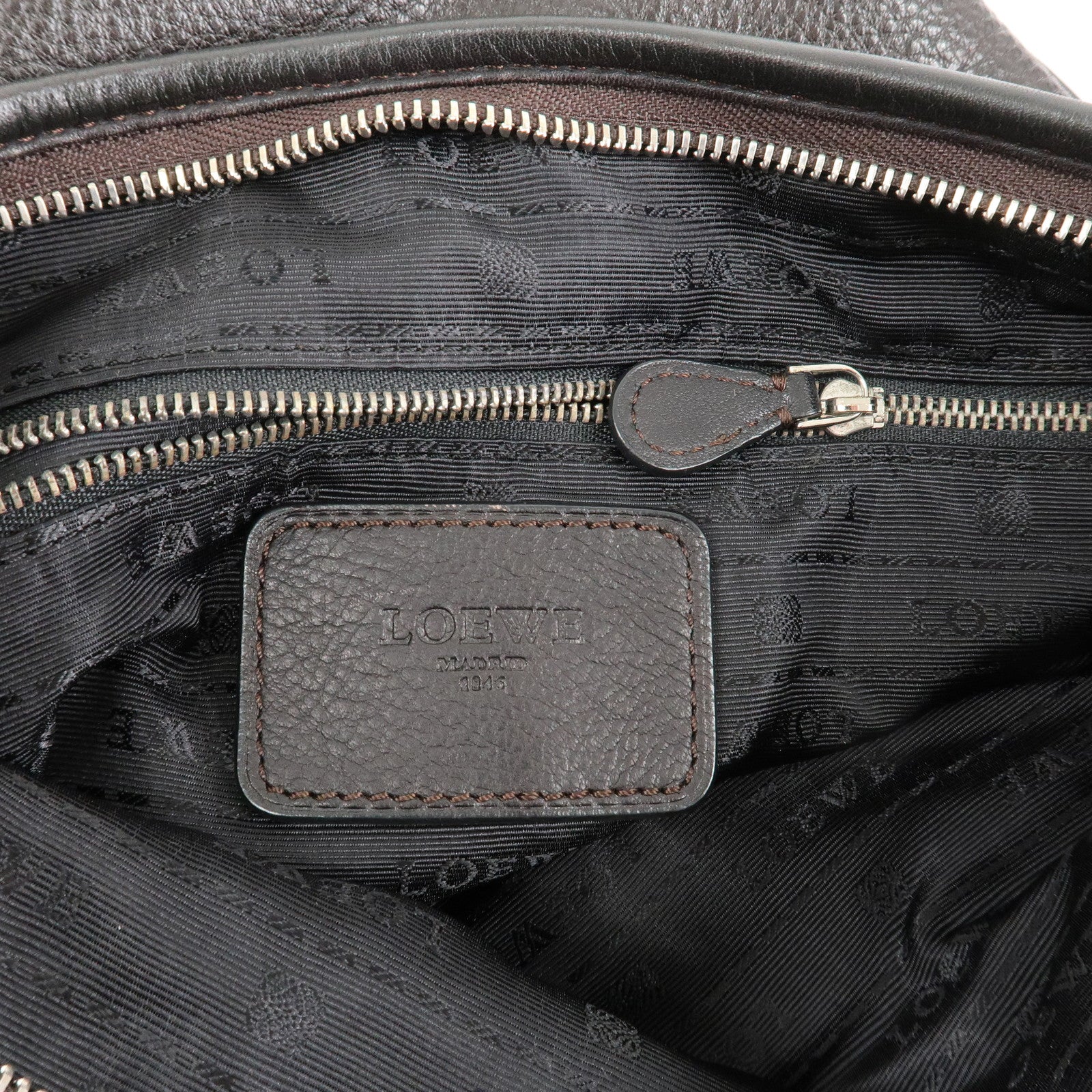 LOEWE Anagram Leather Shoulder Bag Dark Brown Used