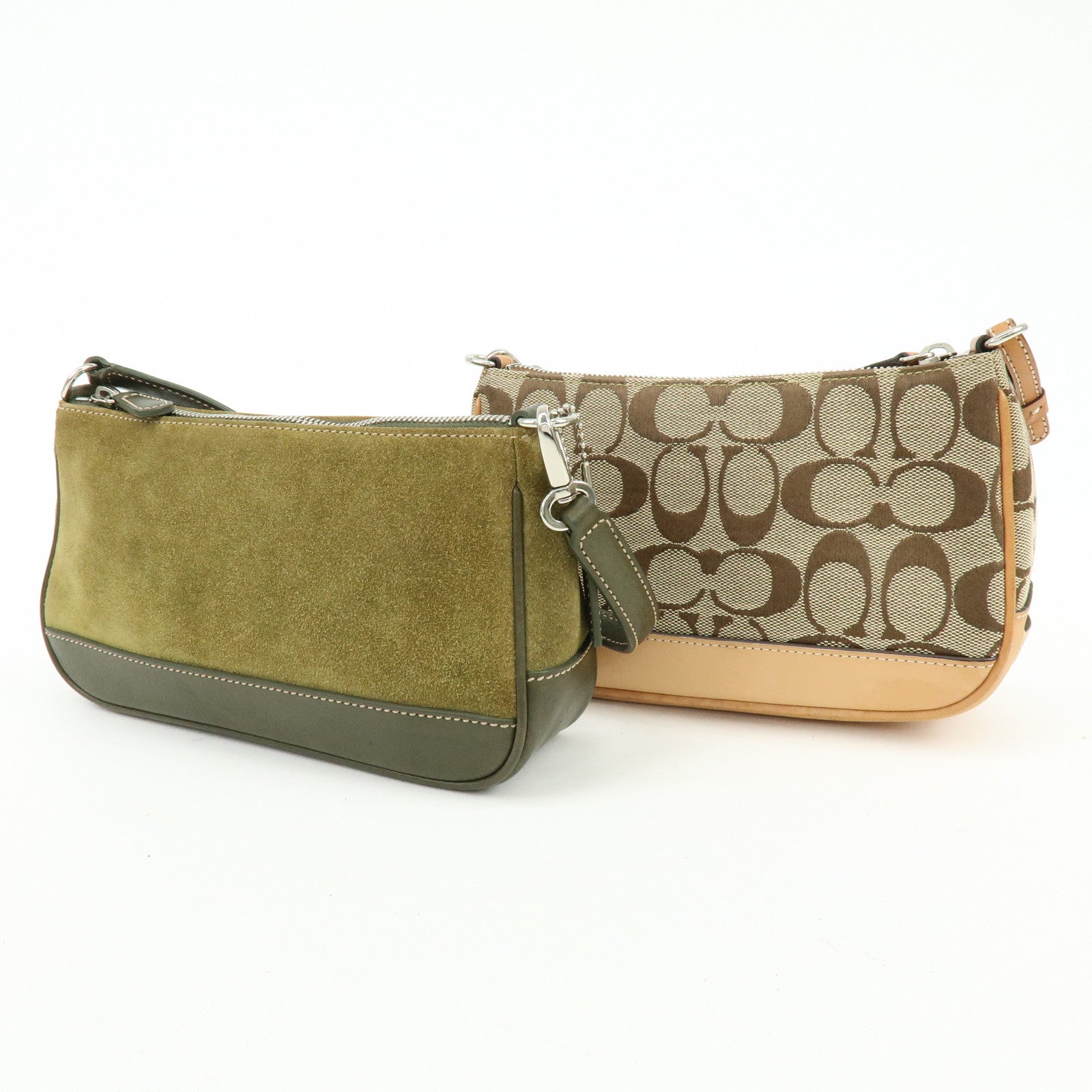 COACH Signature Set of 2 Canvas Leather Suede Shoulder Bag