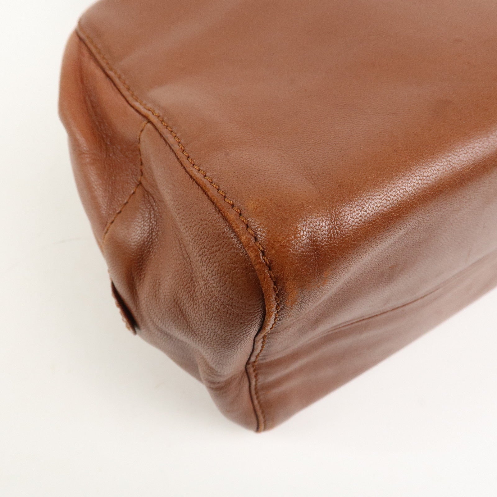 LOEWE Anagram Logo Leather Hand Bag Boston Bag Brown