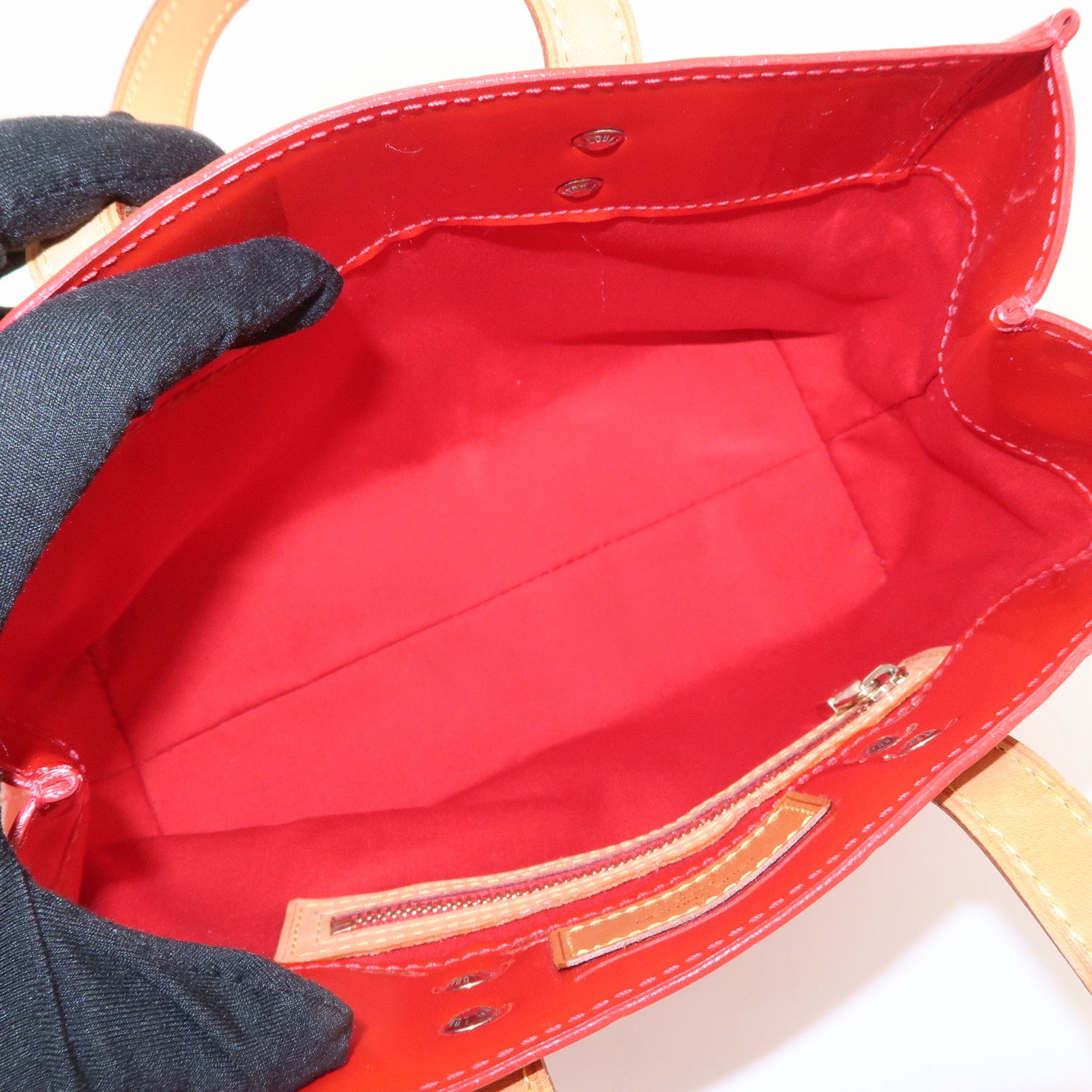Louis Vuitton Monogram Vernis Lead PM Hand Bag Rouge M91088