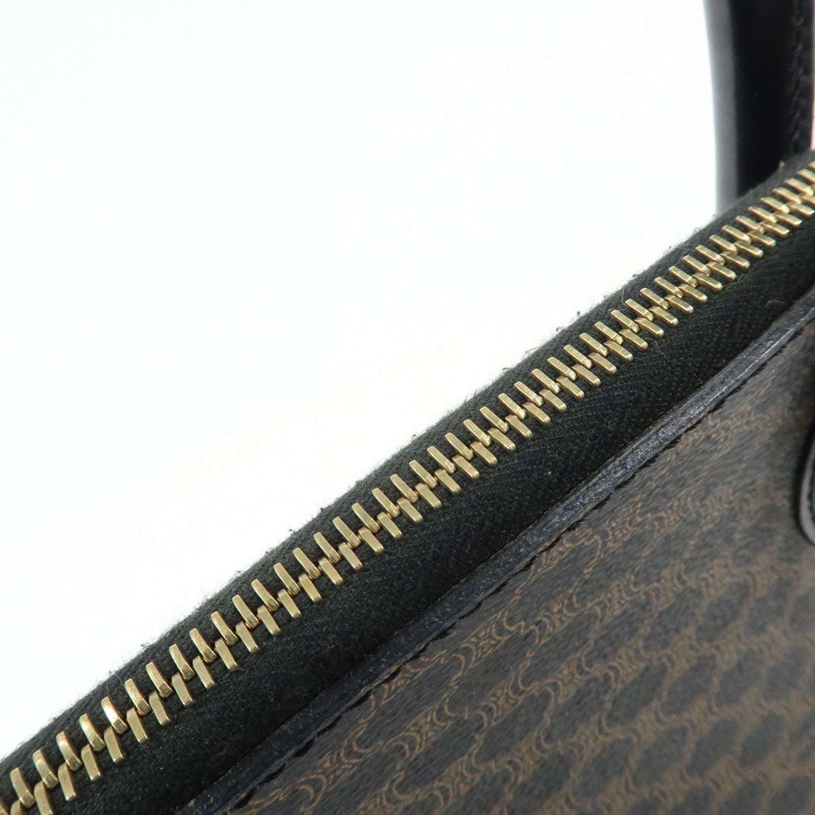 CELINE Macadam PVC Leather Hand Bag Black Brown