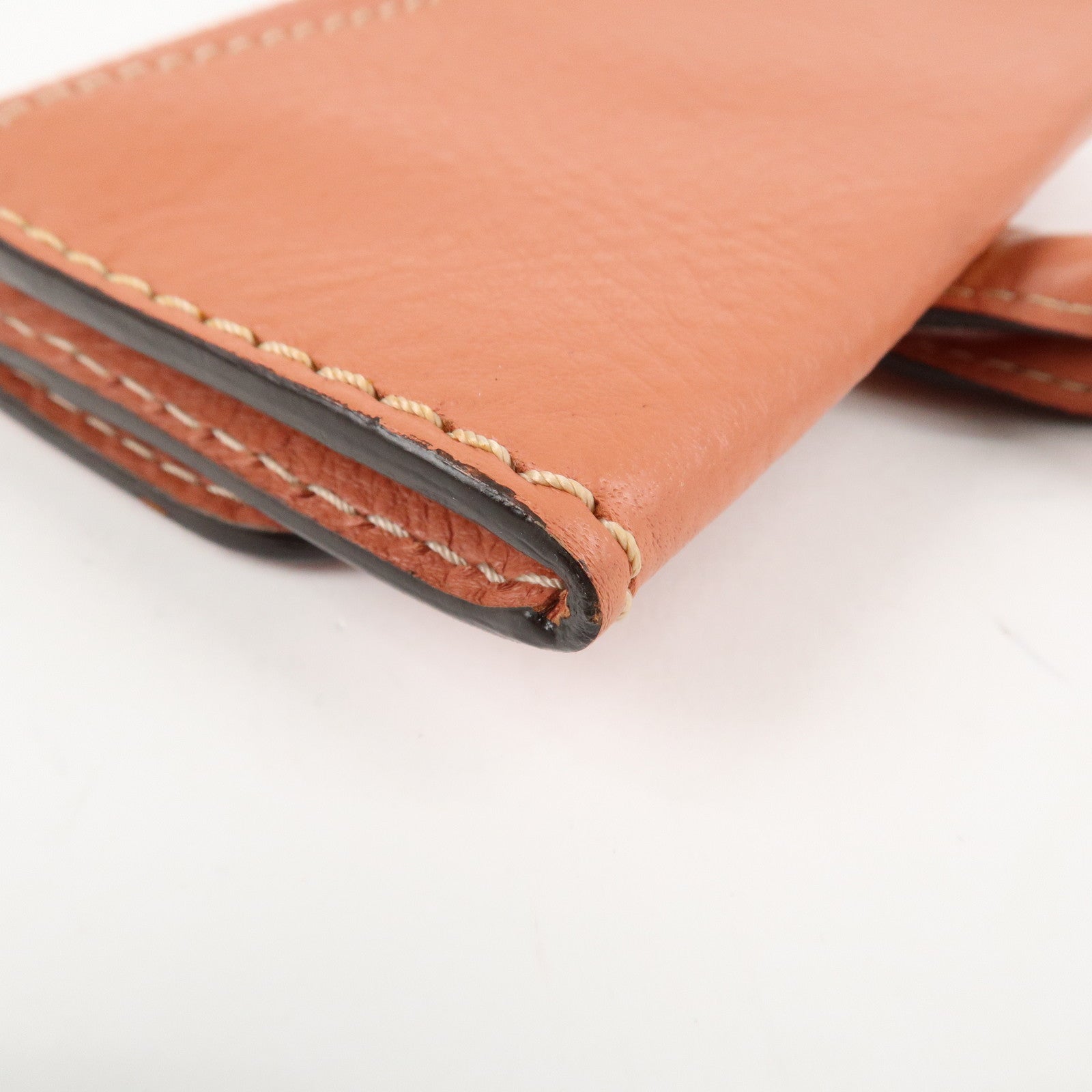 Chloe Leather Marcy Bi-fold Coin Case Card Case Orange Gold Hardware Used