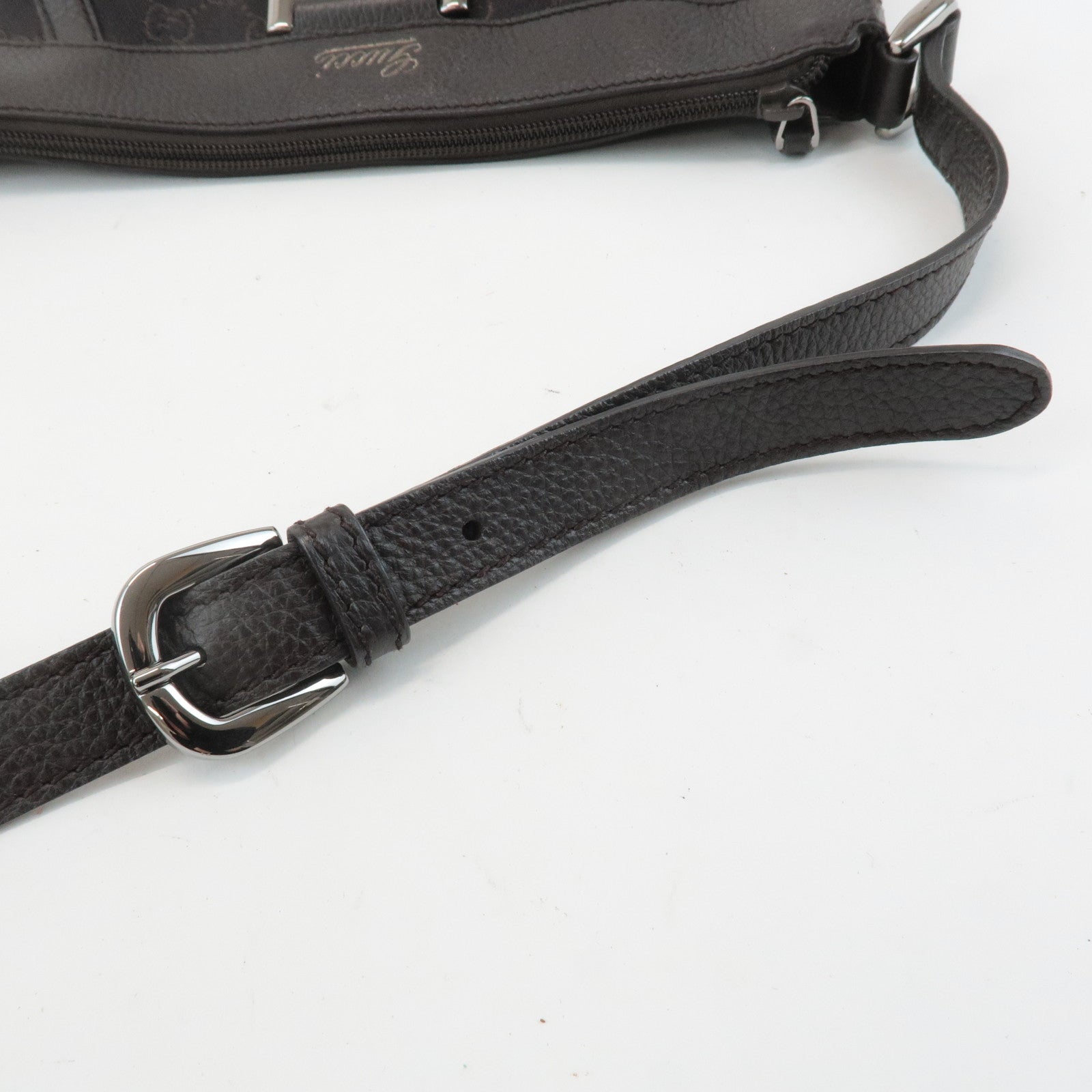 GUCCI Abbey GG Canvas Leather Shoulder Bag Dark Brown 265691 Used