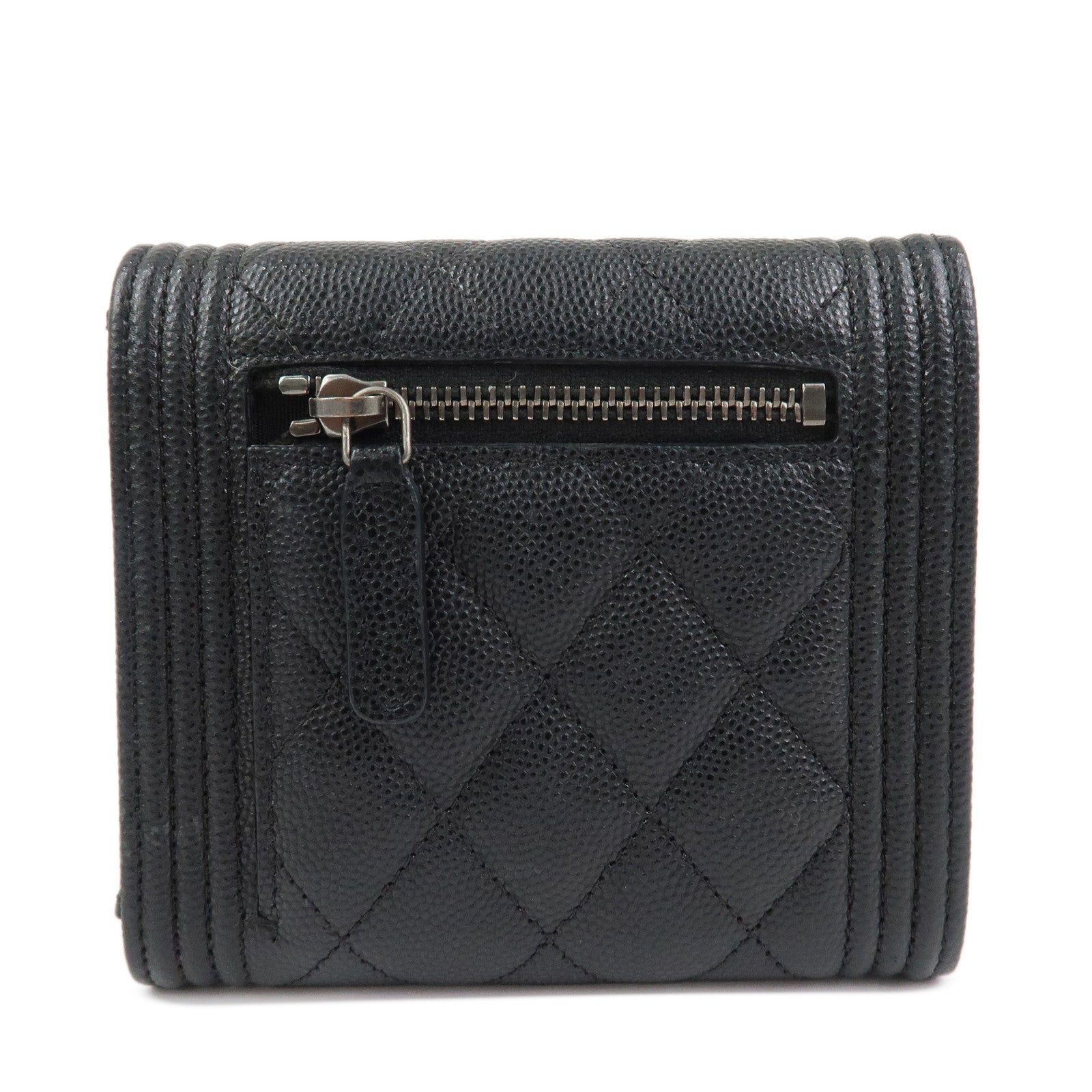 CHANEL Boy CHANEL Small Flap Tri-Fold Wallet Black A84432