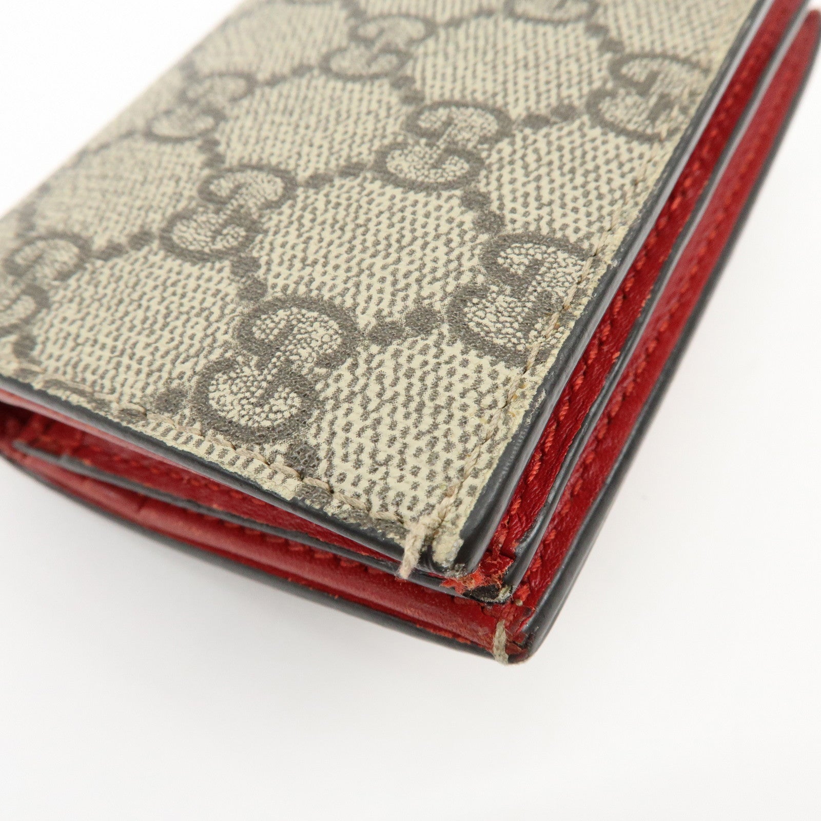 GUCCI Interlocking G GG Supreme Cherry Compact Wallet Beige 476050