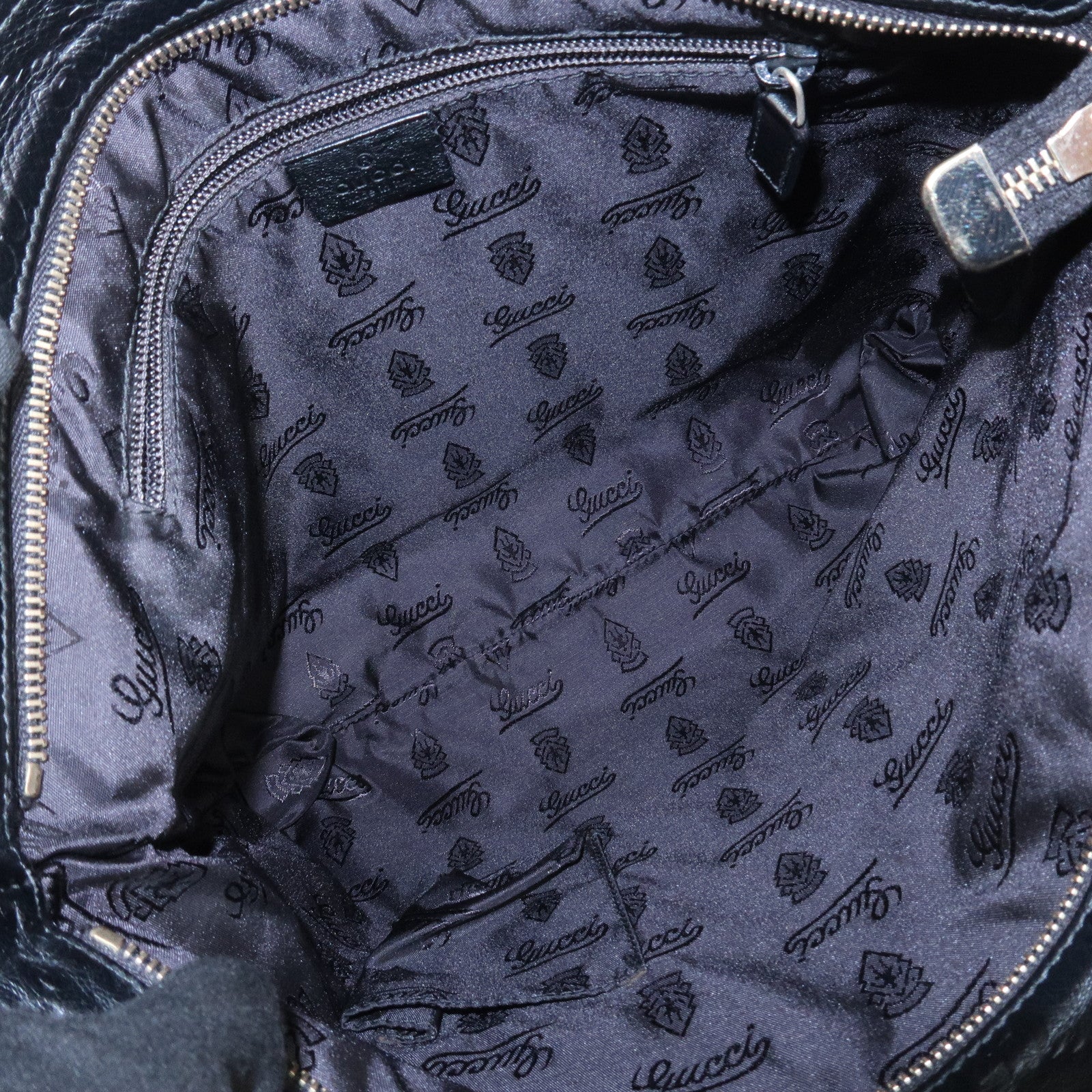 GUCCI Guccissima Leather Shoulder Bag Crossbody Bag Black 201446