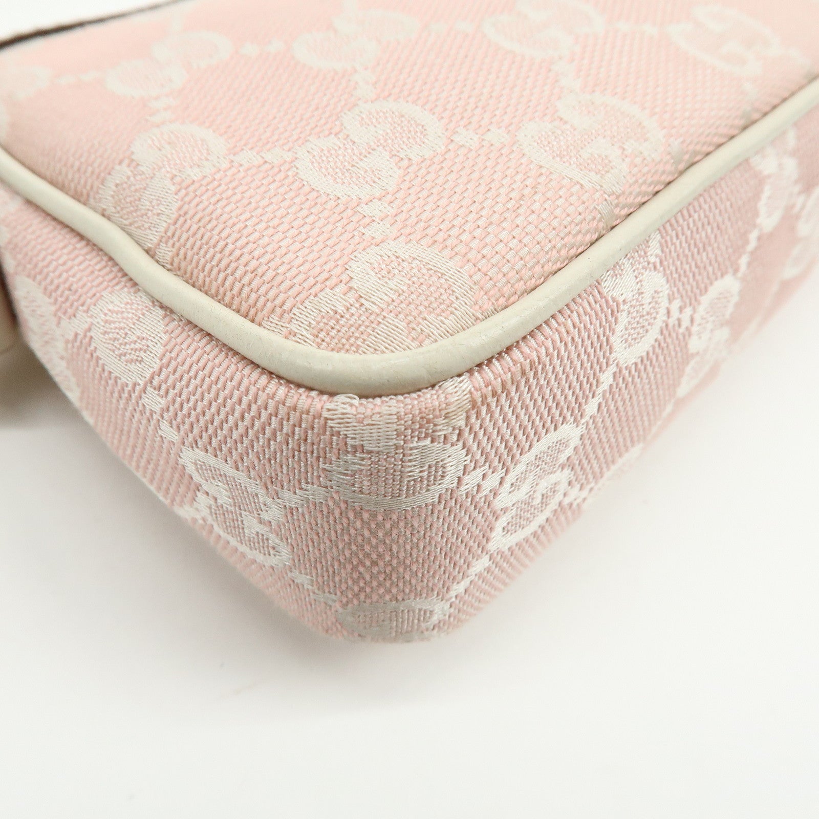 GUCCI GG Canvas Leather Hand Bag Pouch Shoulder Bag Pink 154432