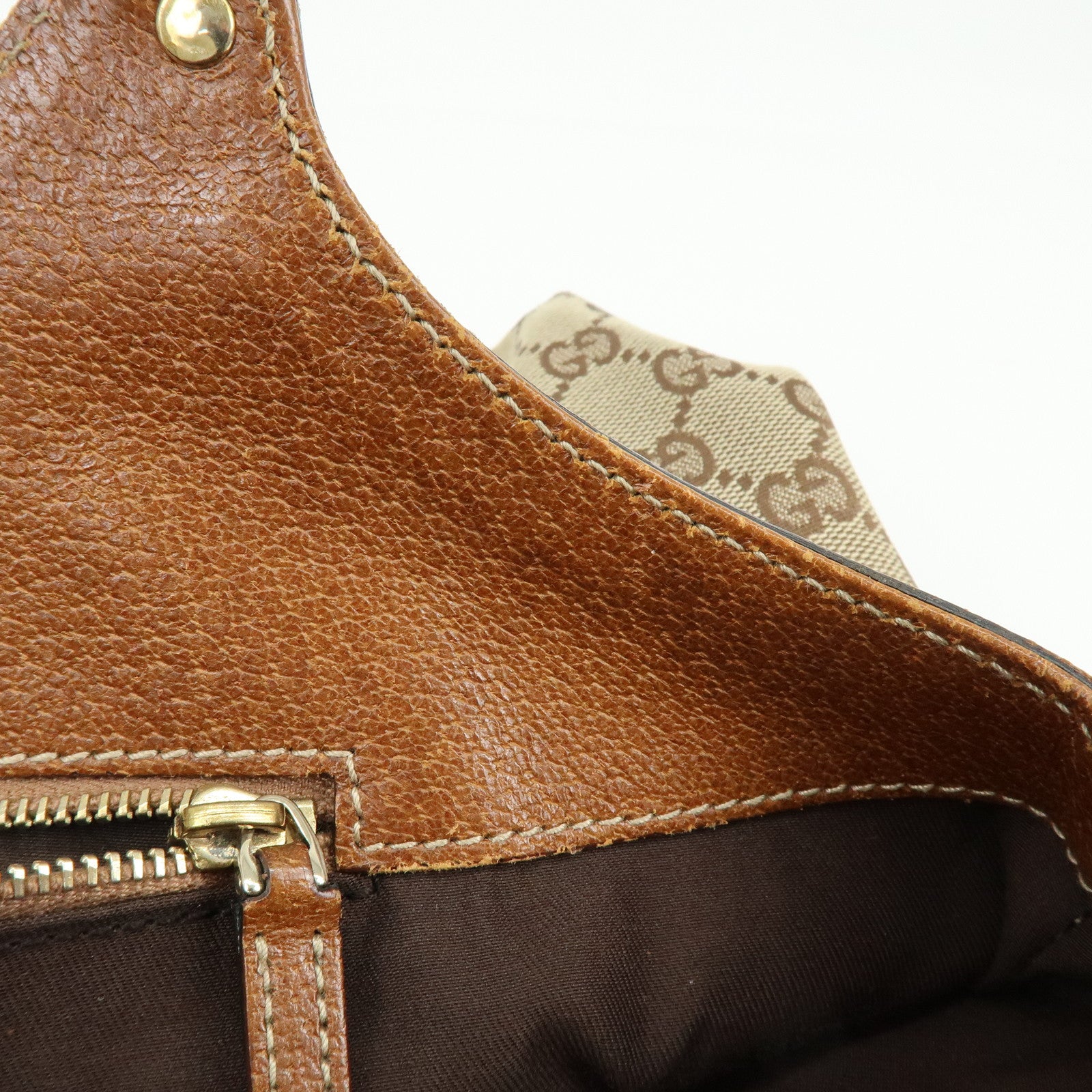 GUCCI Bamboo GG Canvas Leather Tote Bag Hand Bag Brown Beige 137395