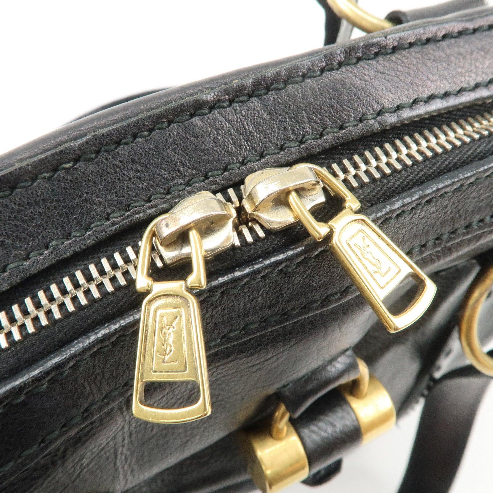 SAINT LAURENT PARIS Logo Leather Shoulder Bag Hand Bag Black 156464