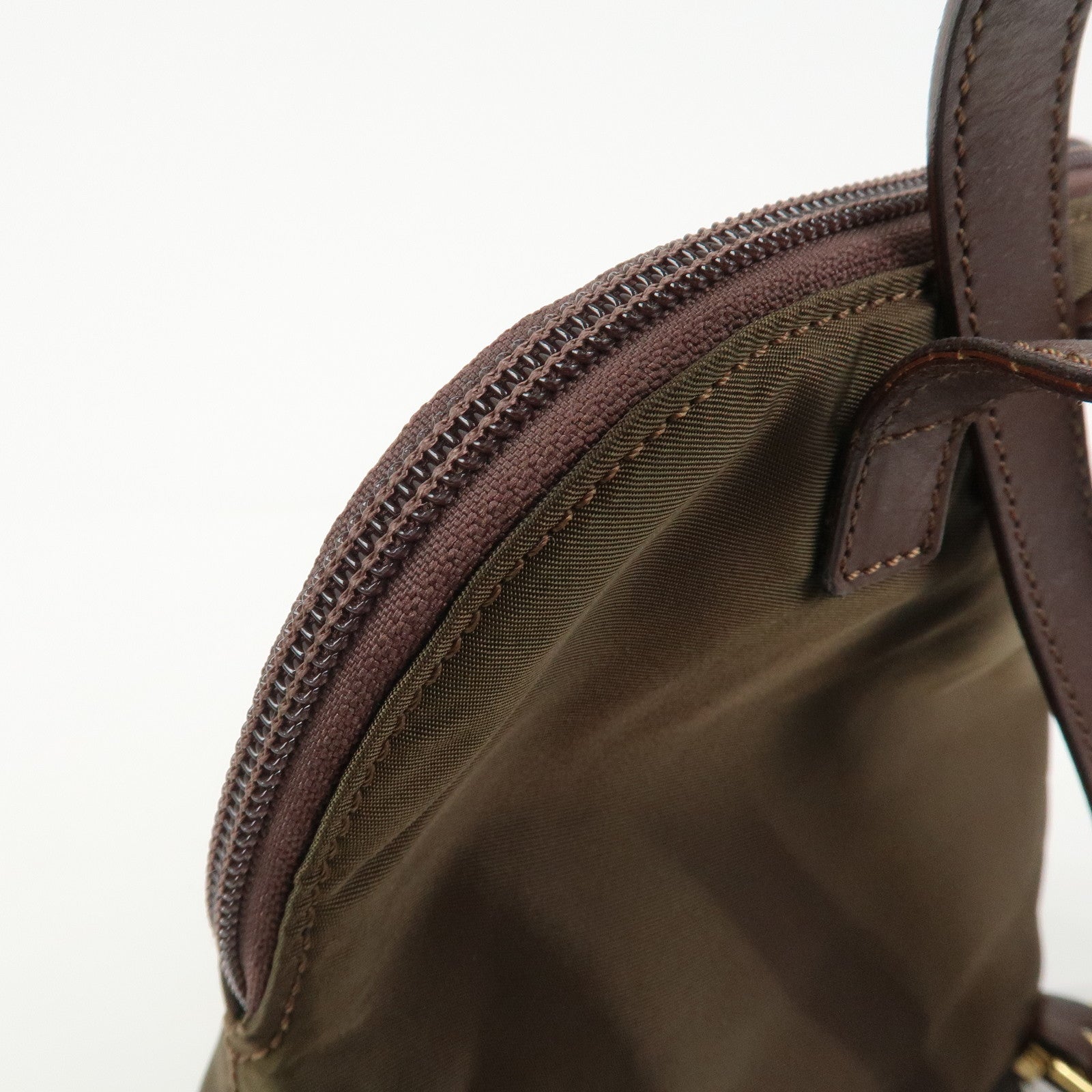 CELINE Logo Nylon Leather Backpack Ruck Sack Brown