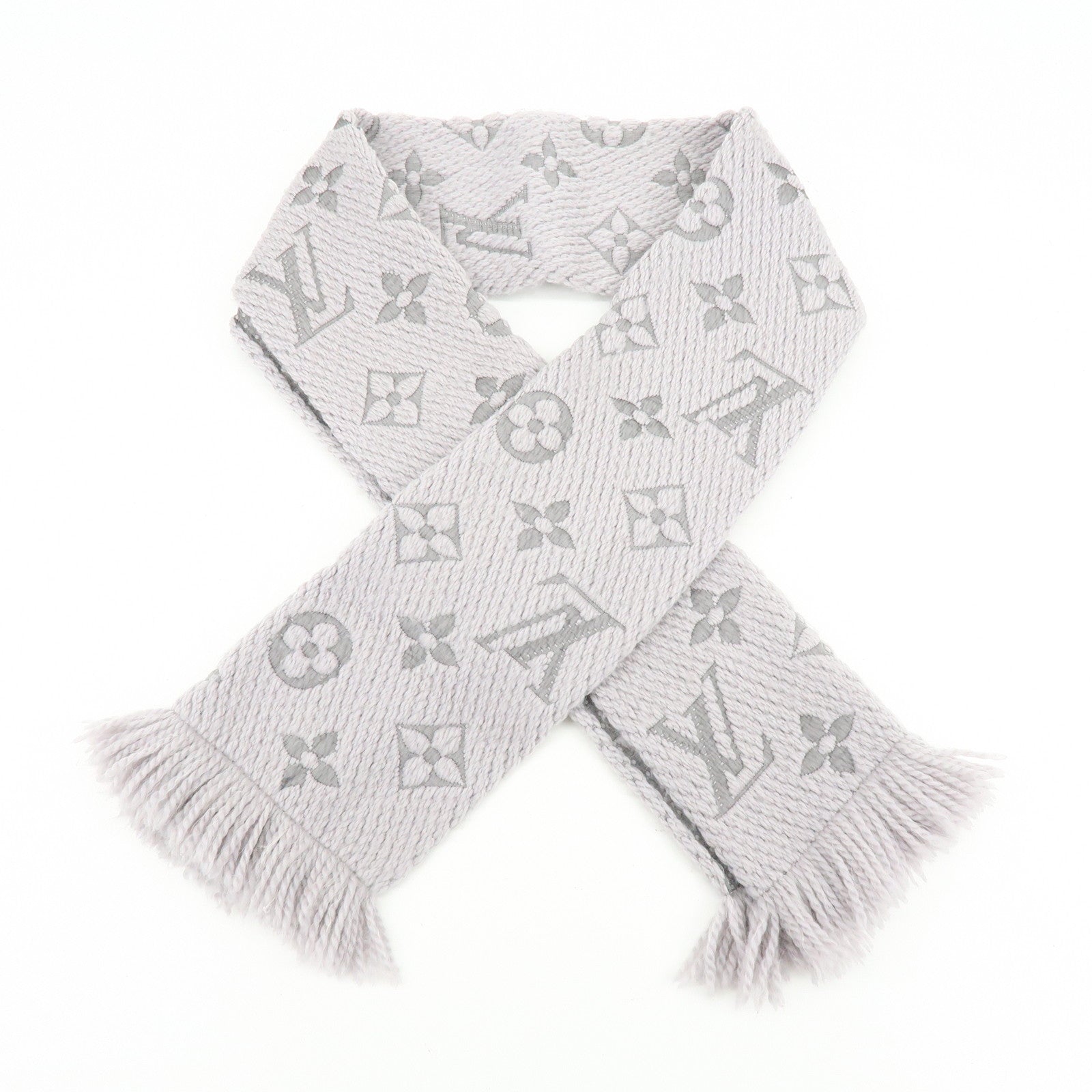 Louis Vuitton Monogram Escharp Logomania Scarf Gris Perle M74742