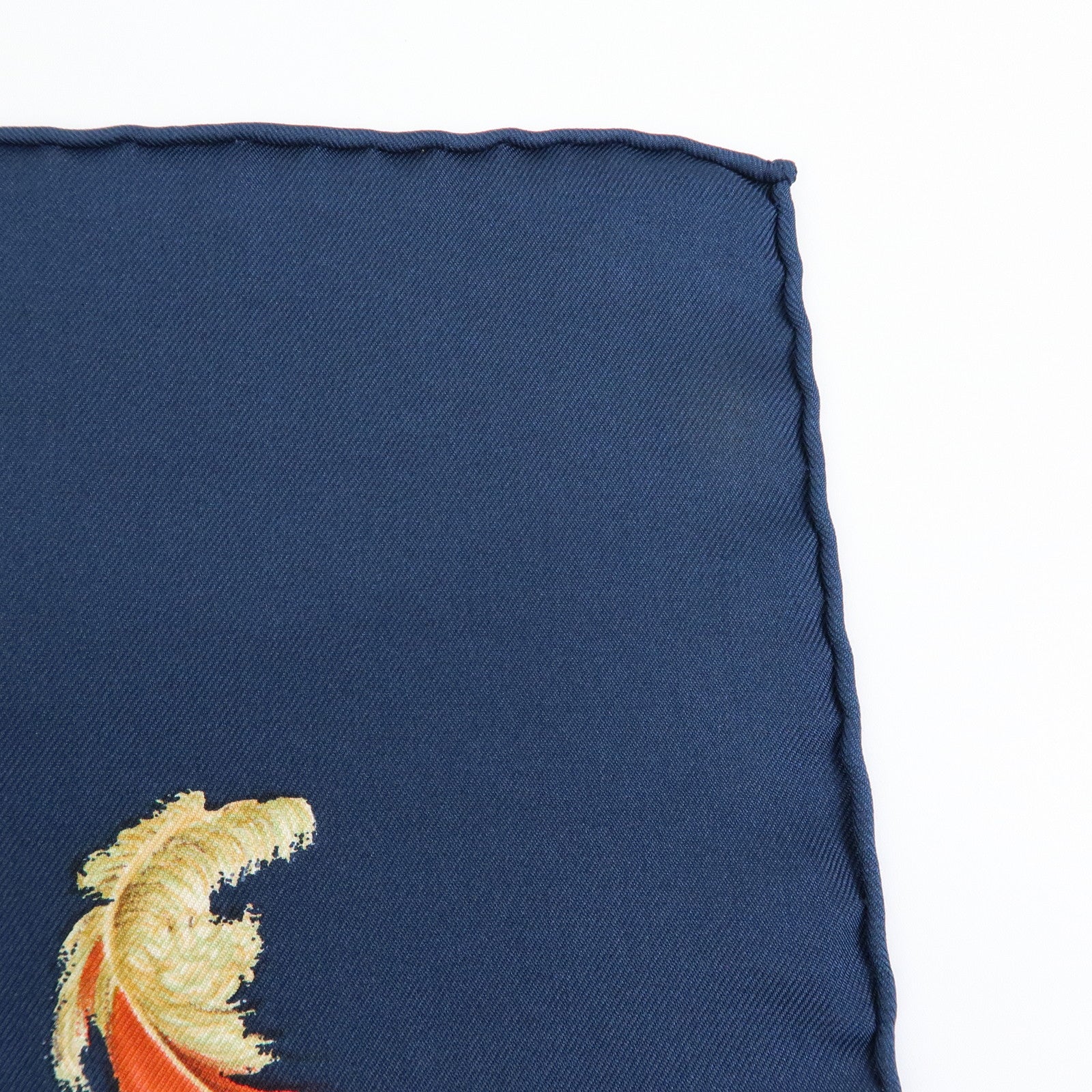HERMES Carre 90 Silk 100% Scarf COUVEE D HERMES Egg Print Navy Gold