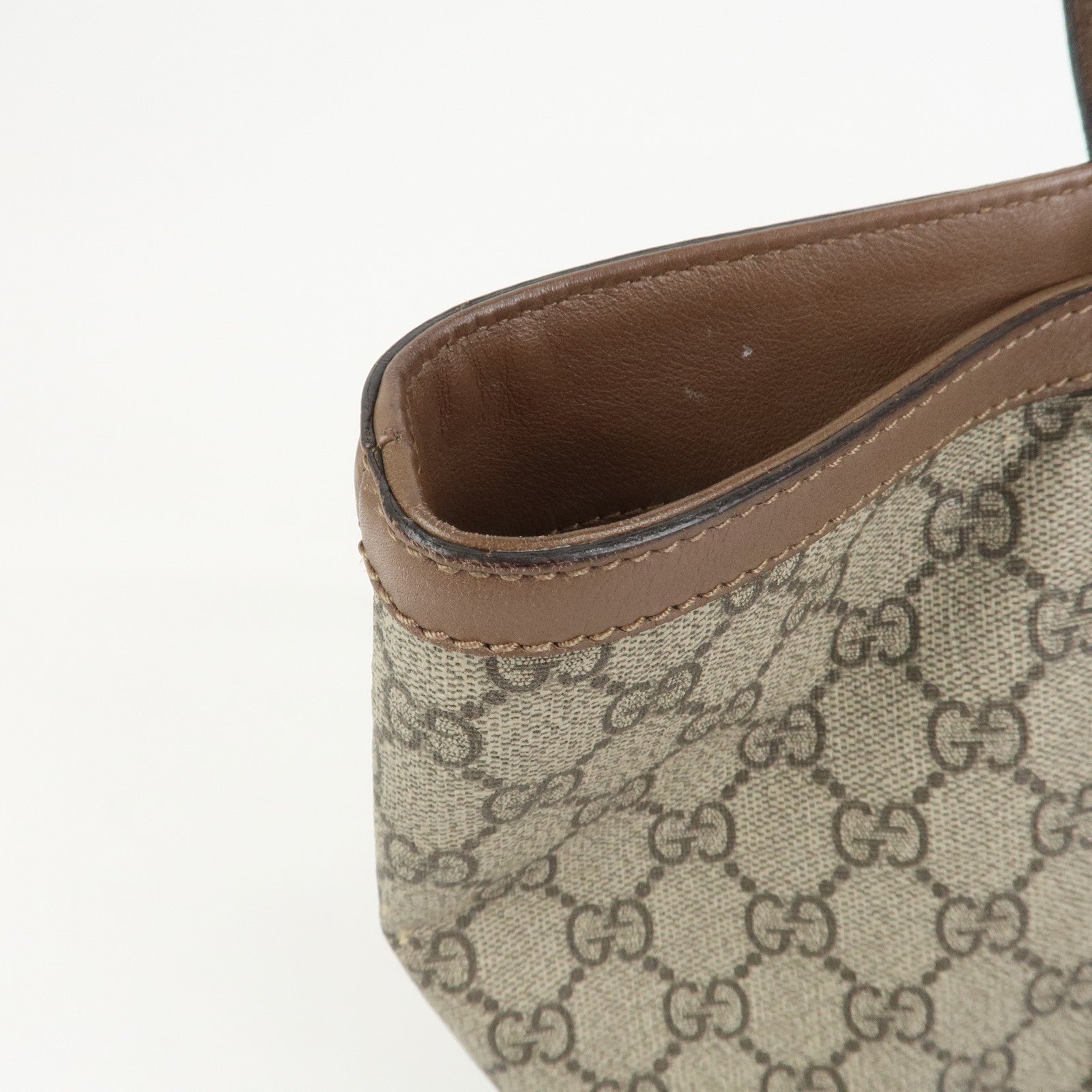 GUCCI GG Supreme Canvas Leather Tote Shoulder Bag Beige 309613