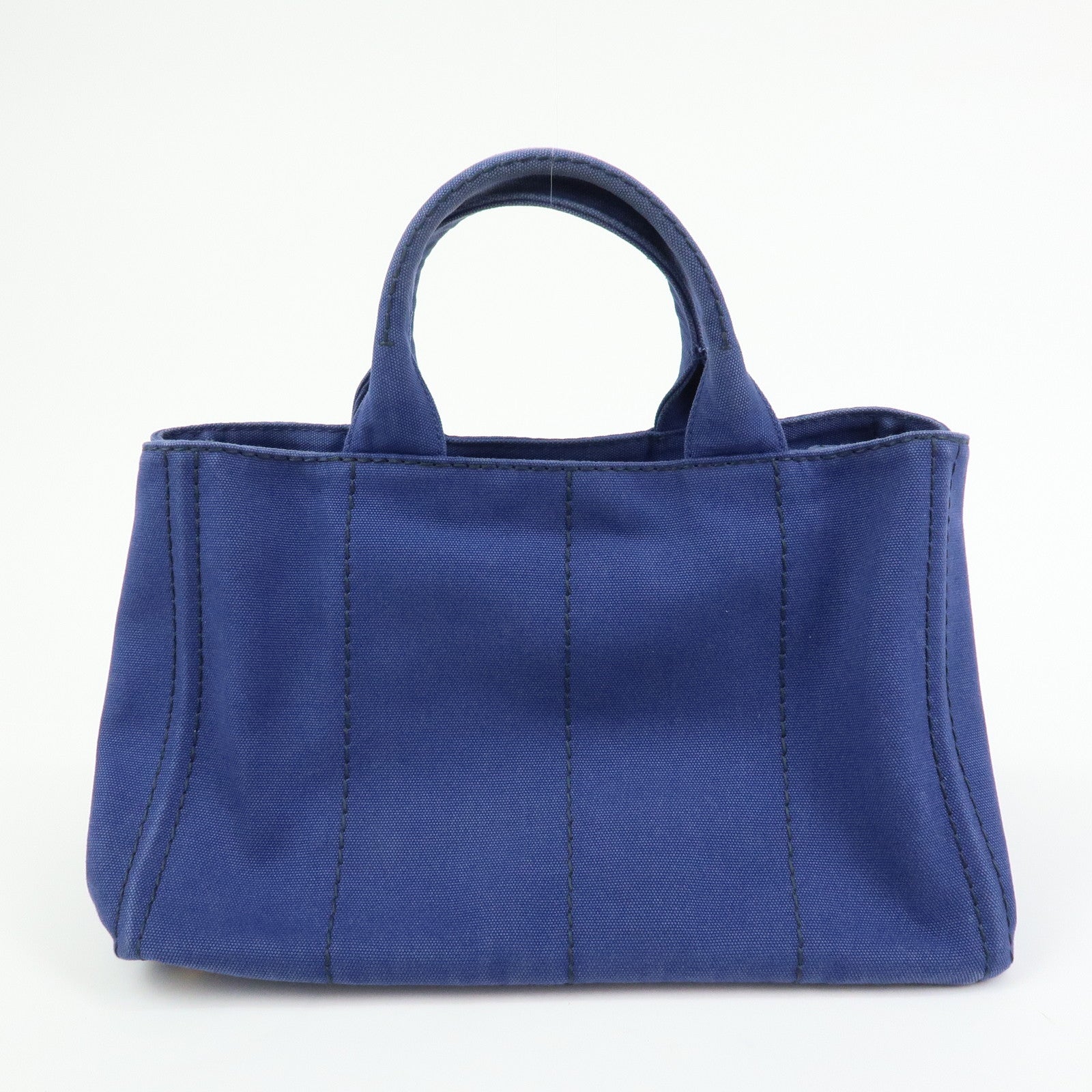 PRADA Triangle Logo Canapa 2Way Tote Bag Hand Bag Blue BN2642