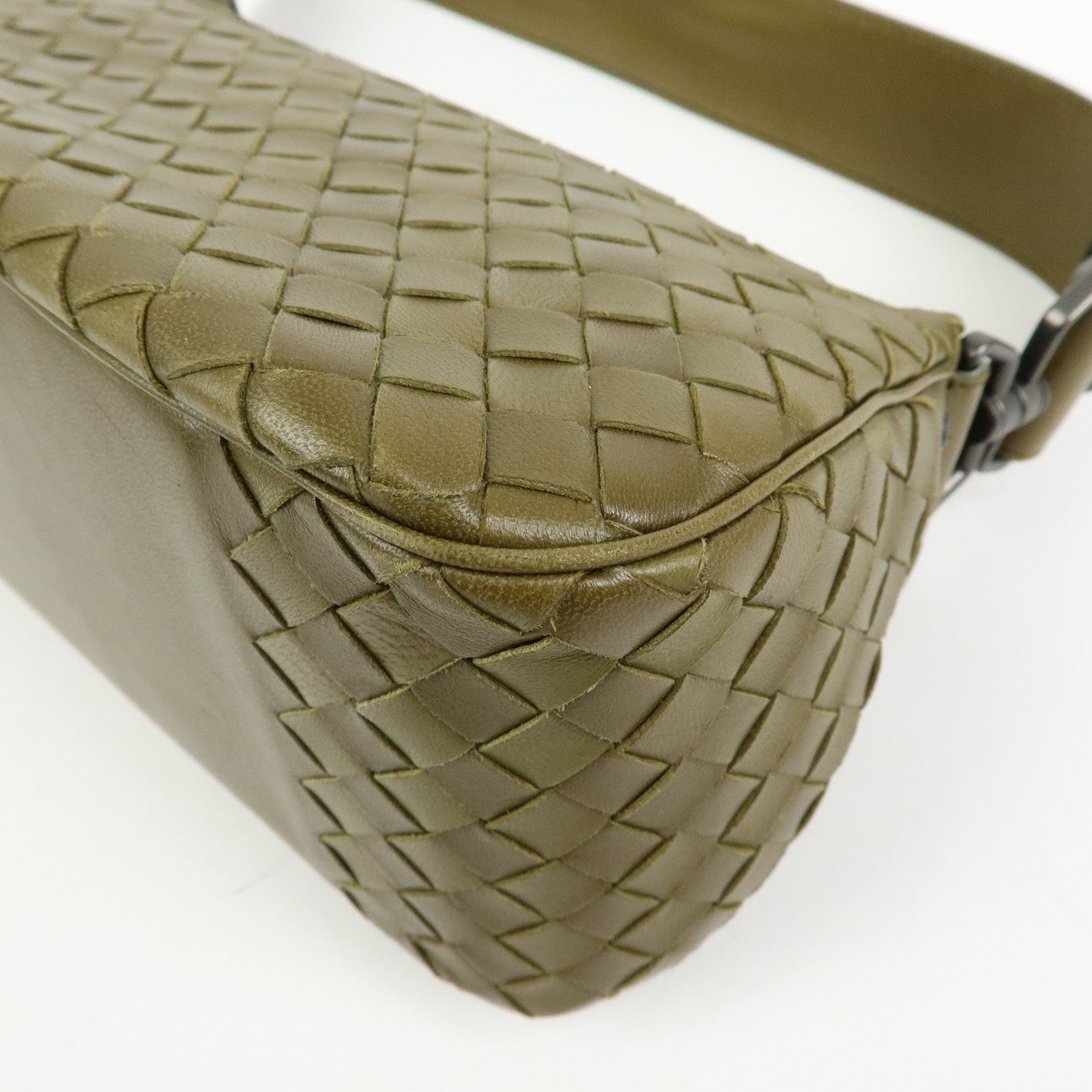 BOTTEGA VENETA Intrecciato Leather Shoulder Bag Khaki 142467