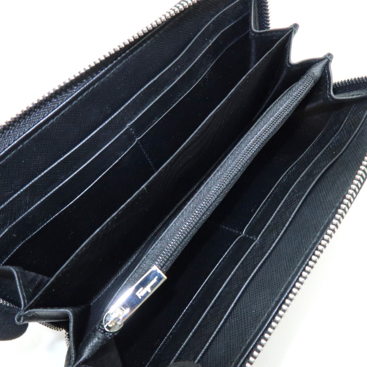 Ferragamo Ganchini Leather Long Wallet Black