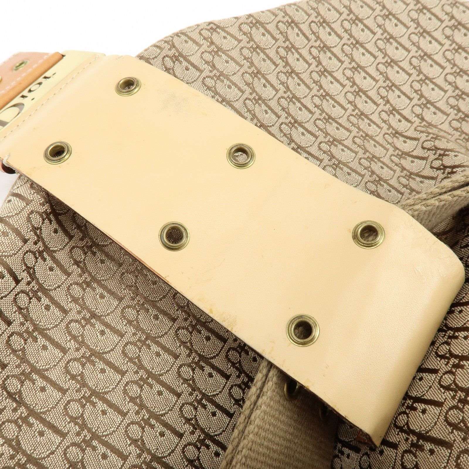 Christian Dior Trotter Canvas Leather Shoulder Crossbody Bag Beige