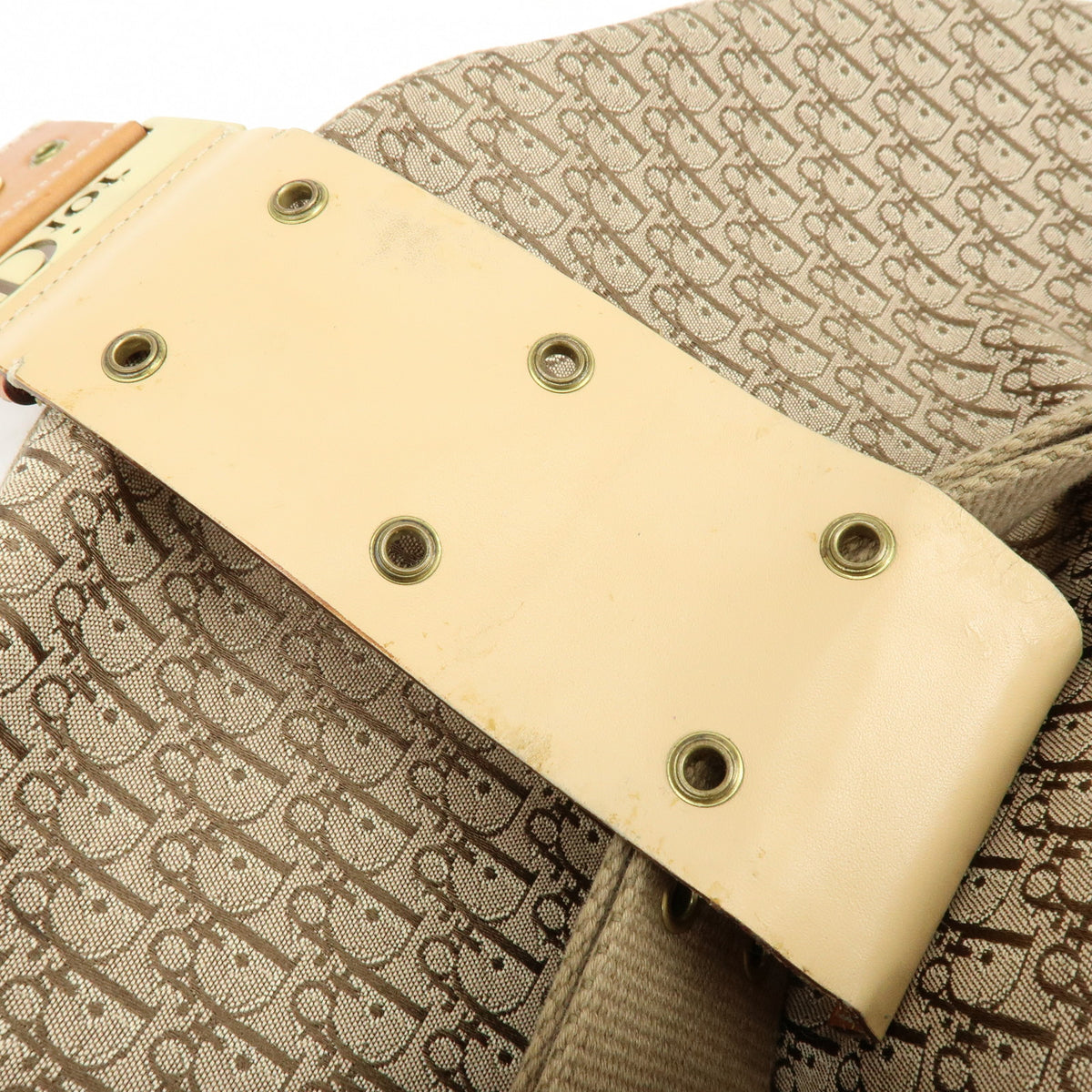 Christian Dior Trotter Canvas Leather Shoulder Crossbody Bag Beige