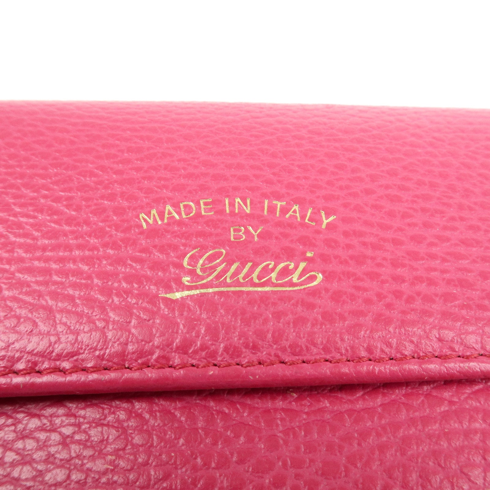 GUCCI Swing Logo Leather Flap Long Wallet Pink 354496
