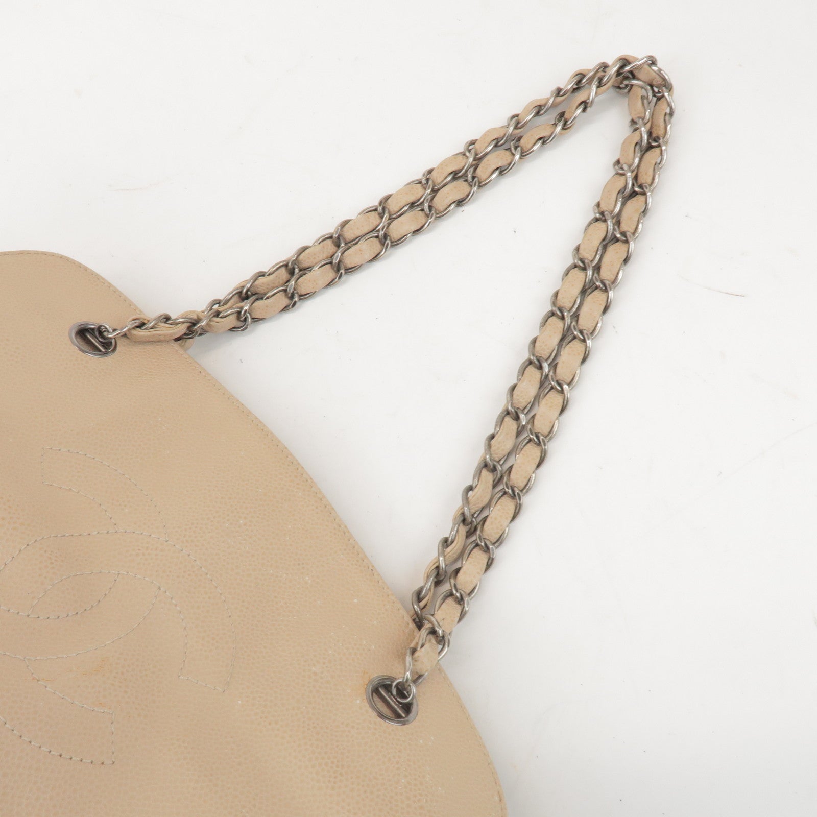 CHANEL COCO Mark Caviarskin Chain Shoulder Bag Hand Bag Beige