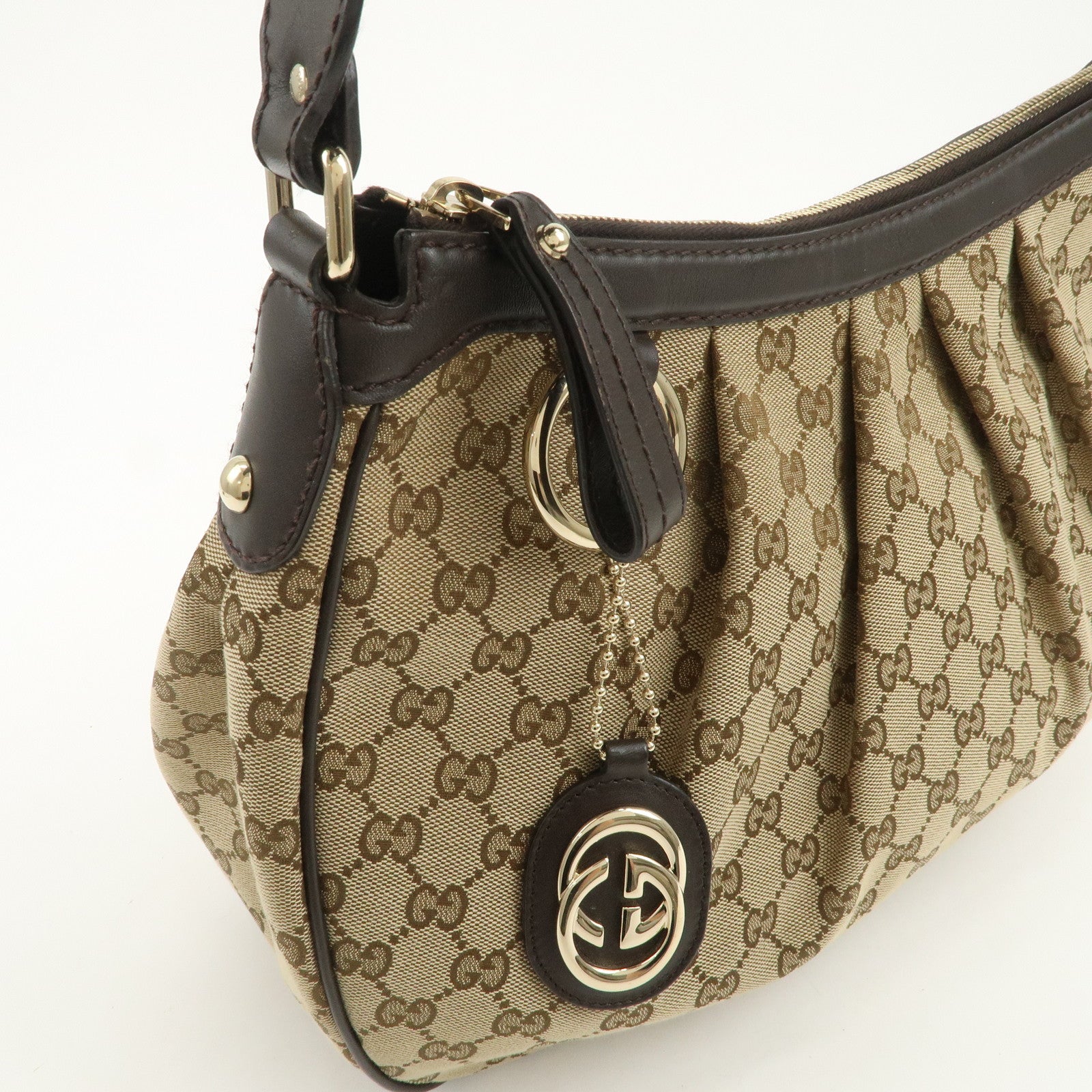 GUCCI Sukey Interlocking G GG Canvas Leather Shoulder Bag 362726