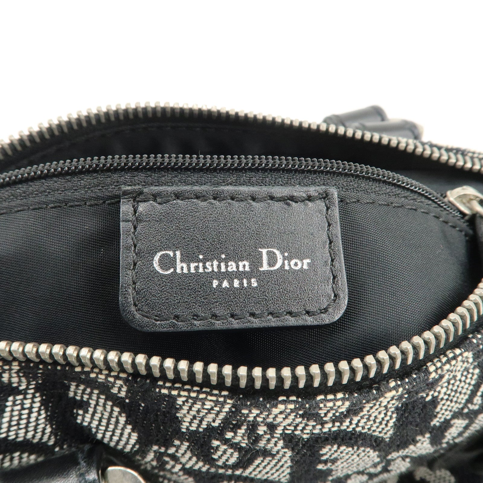 Christian Dior Trotter Canvas Leather Boston Bag Black