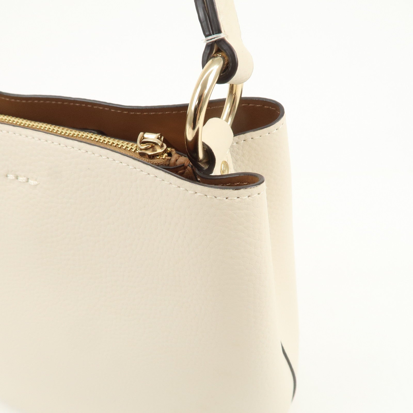 COACH Leather 2Way Bag Hand Bag Shoulder Bag White