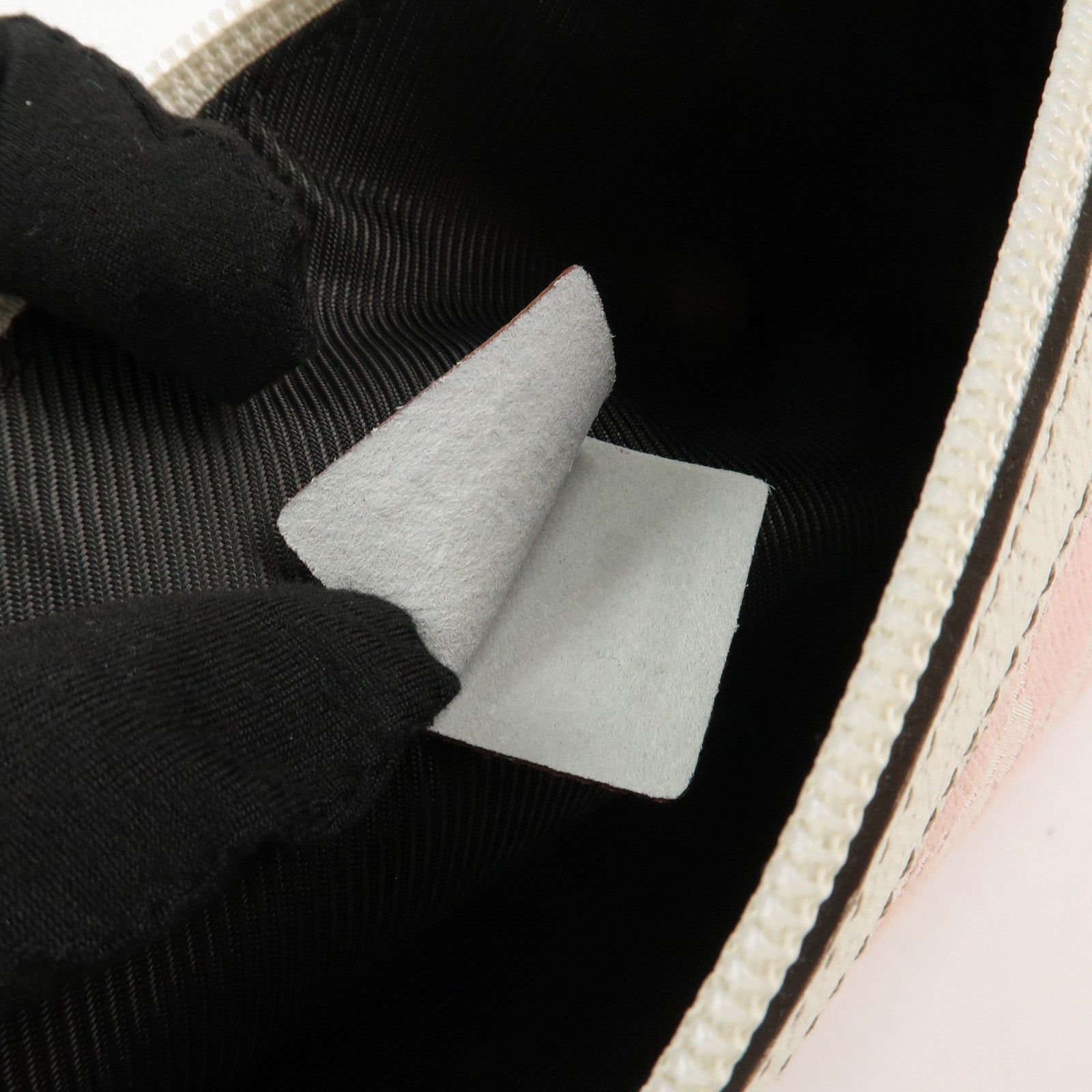 GUCCI Abbey GG Canvas Leather Pouch Hand Bag Pink Ivory 145750