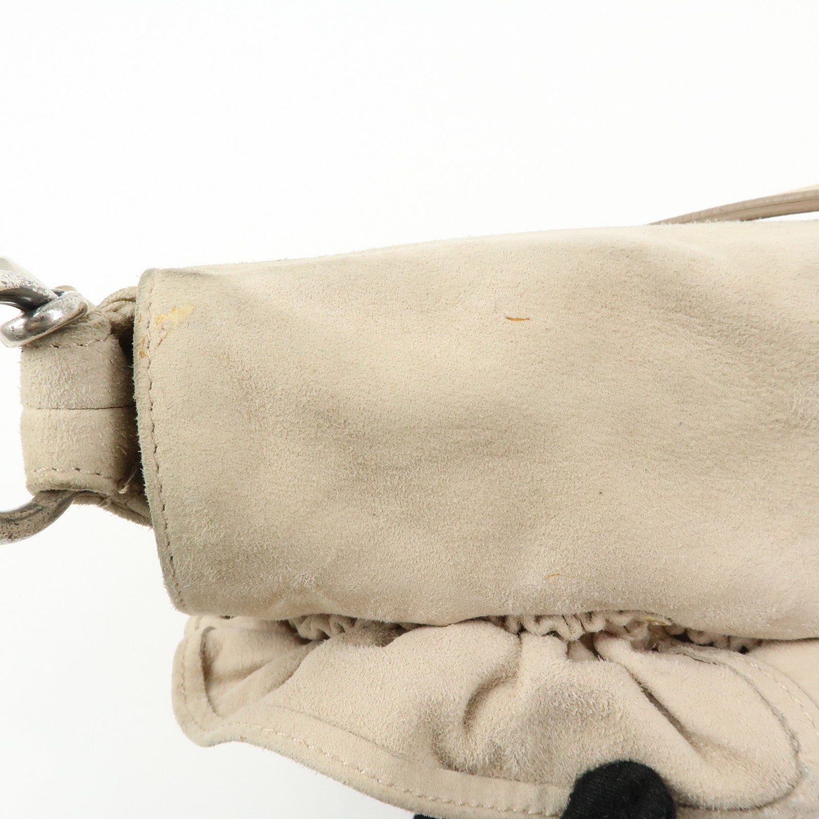 SAINT LAURENT PARIS Nadja Rive Gauche Suede Hand Bag Beige 112930