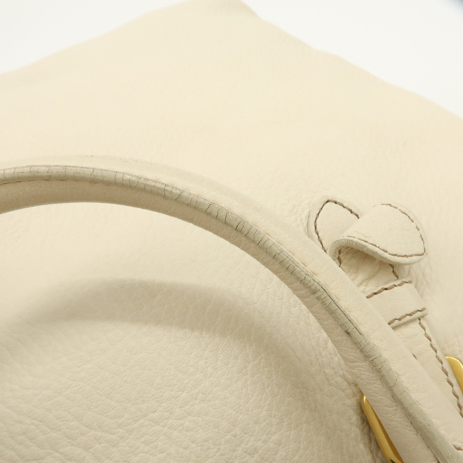 PRADA Logo Leather 2Way Bag Hand Bag Shoulder Bag Ivory