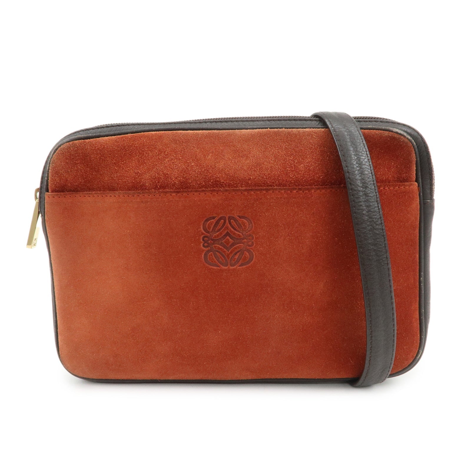 LOEWE Anagram Suede Leather Shoulder Bag Crossbody Bag Brown