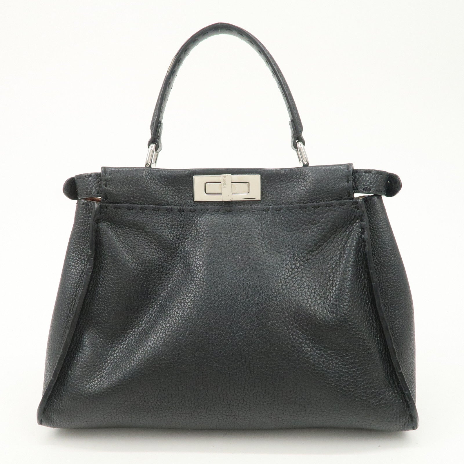 FENDI Selleria Peekaboo Regular Leather 2Way Shoulder Bag 8BN290 Used