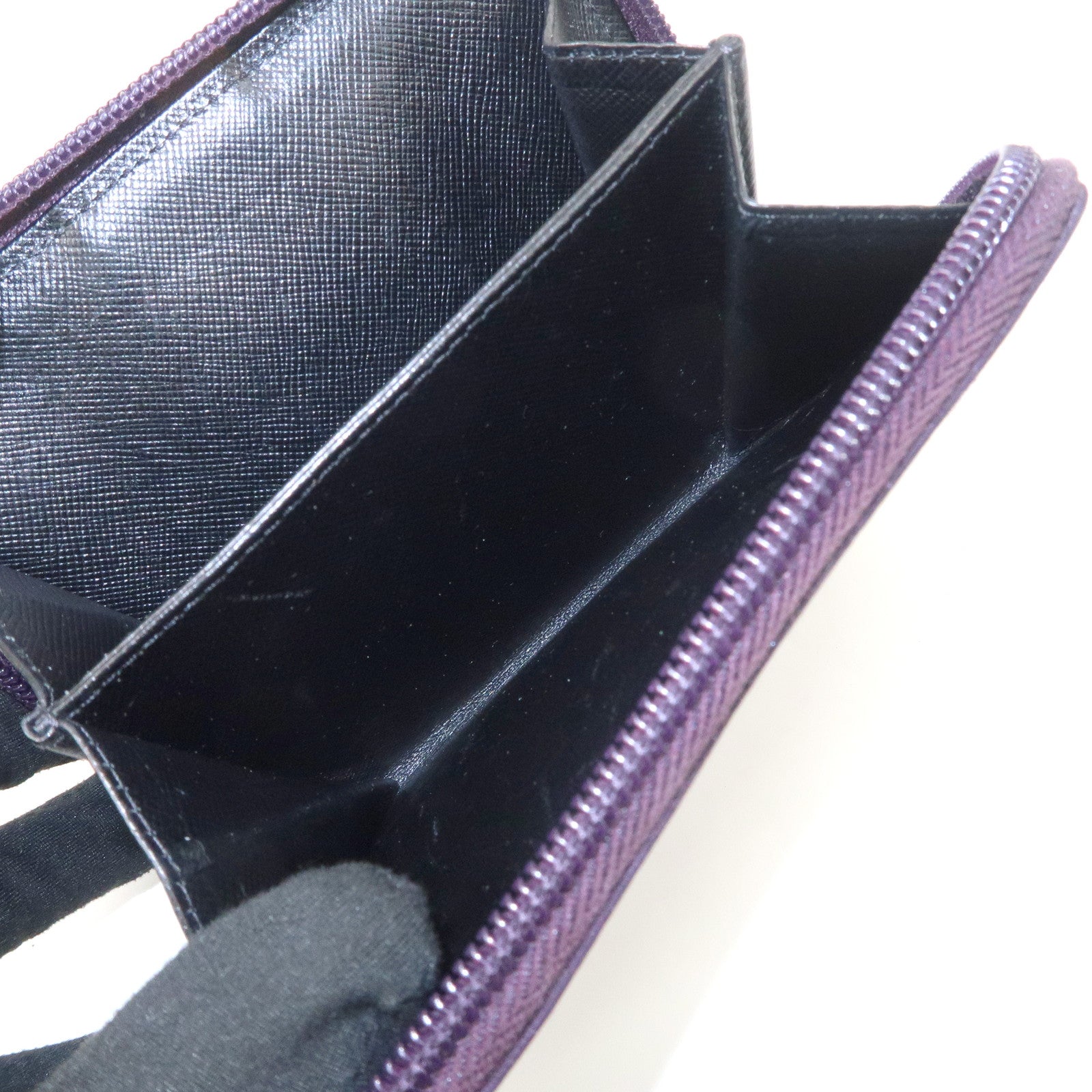 PRADA Nylon Bi-fold Round Zippy Compact Wallet Black