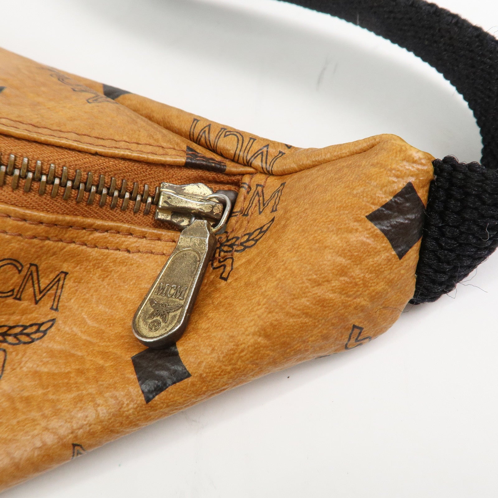 MCM Visetos Logo Leather Waist Bag Waist Pouch Crossbody Bag Brown
