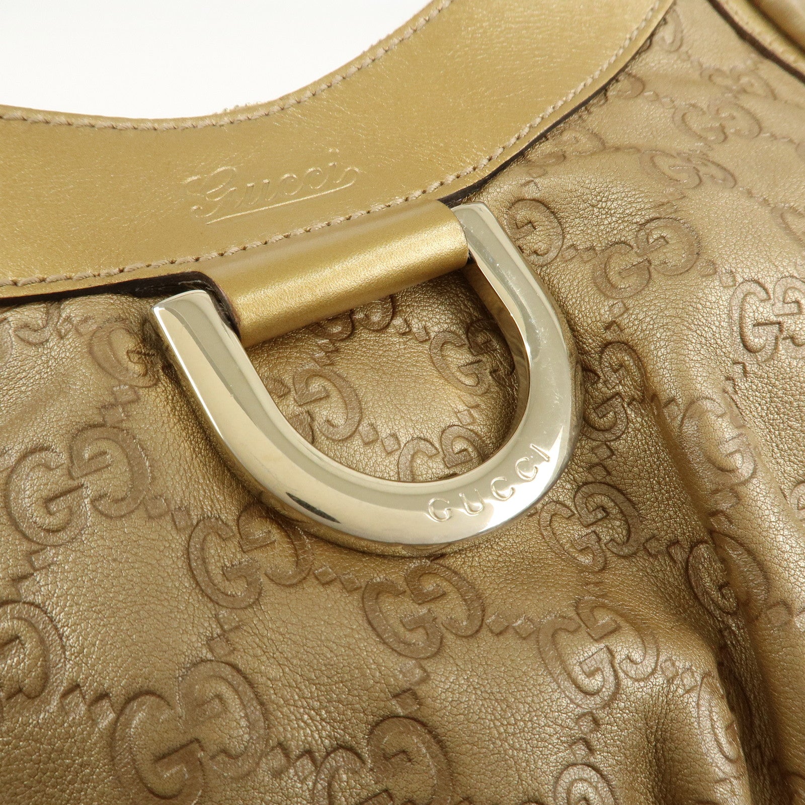 GUCCI Abbey Guccissima Leather Shoulder Bag Hand Bag Gold 190525 Used