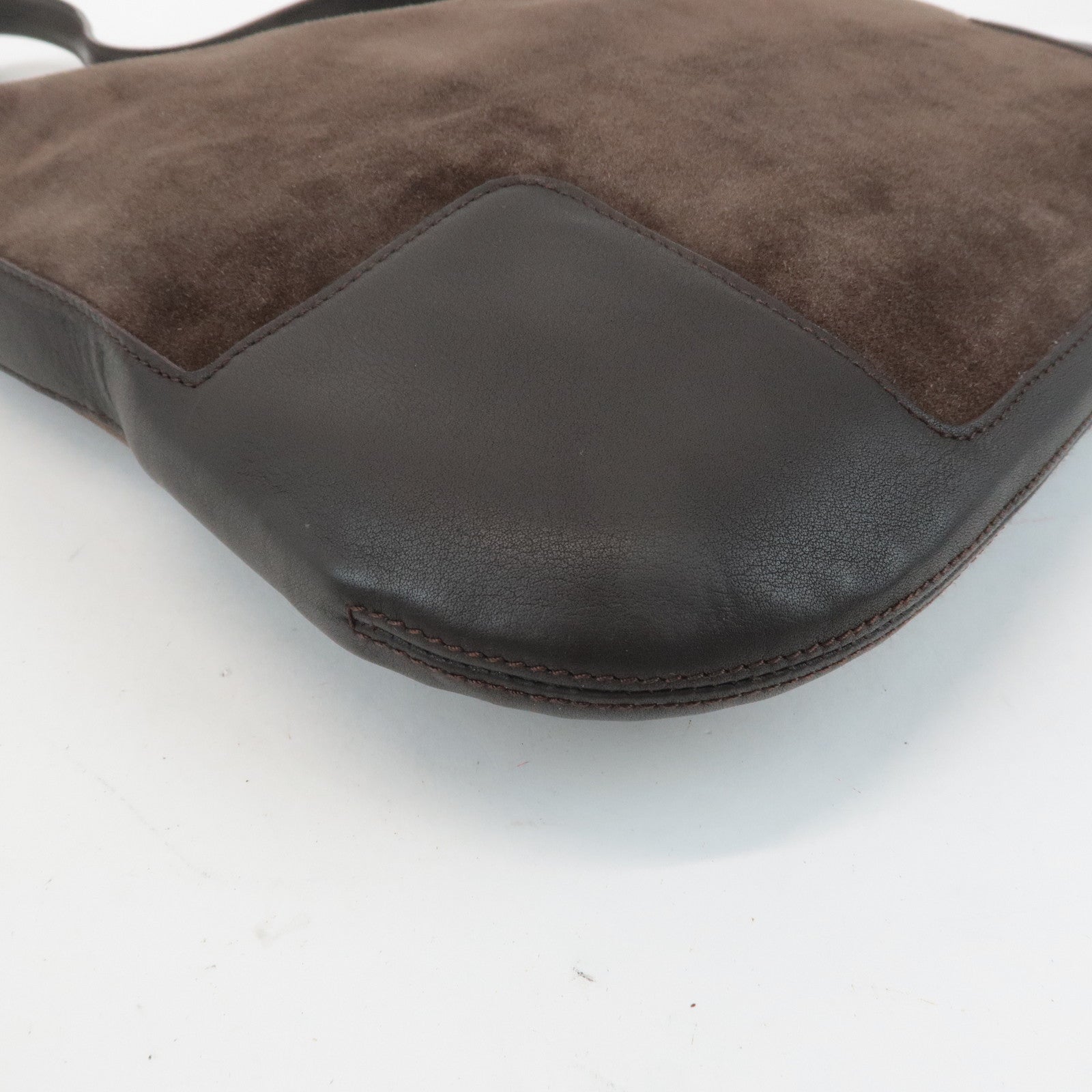 LOEWE Anagram Suede Leather Shoulder Bag Brown Used