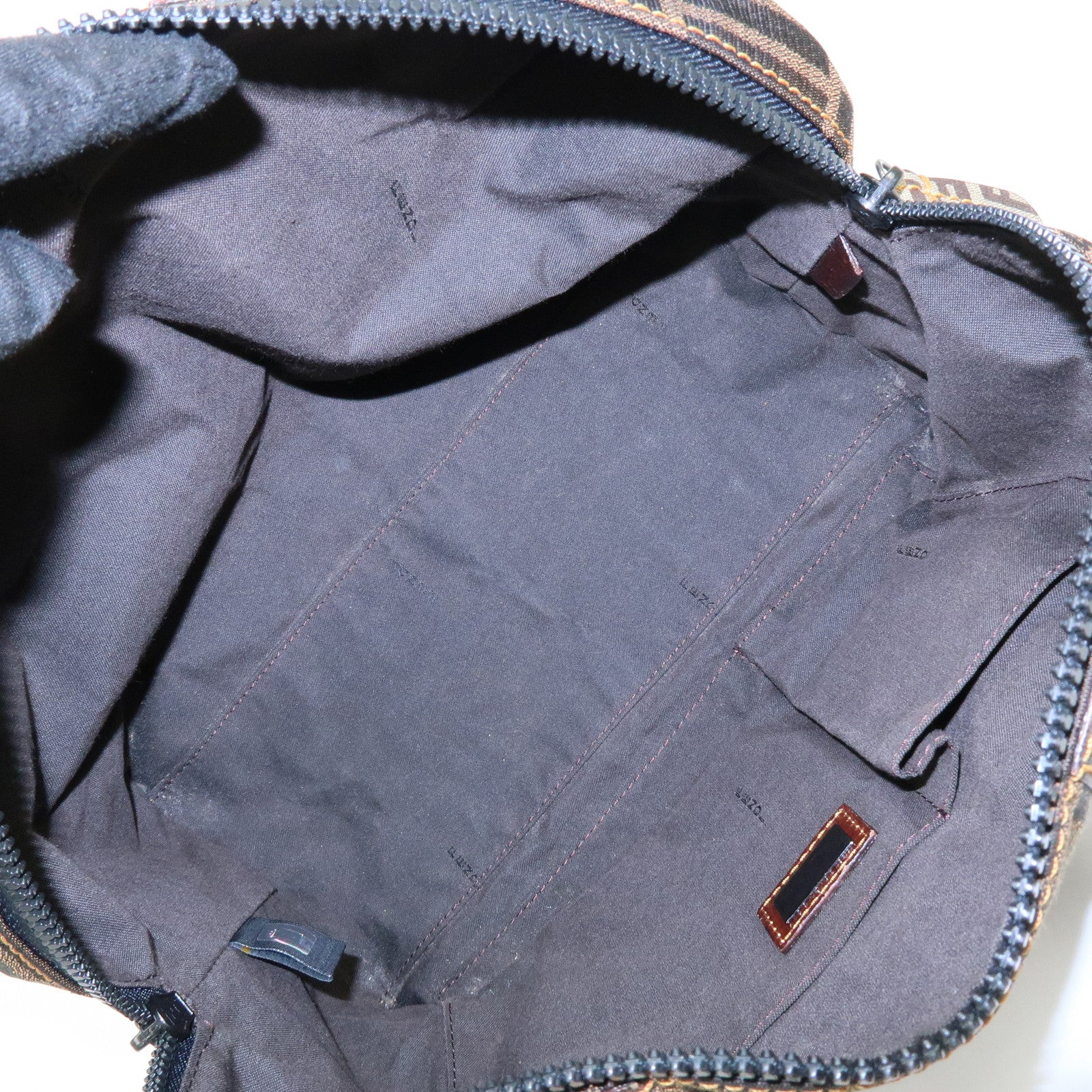 FENDI Zucca Zucchino Canvas PVC Boston Hand Bag Brown 8BL095