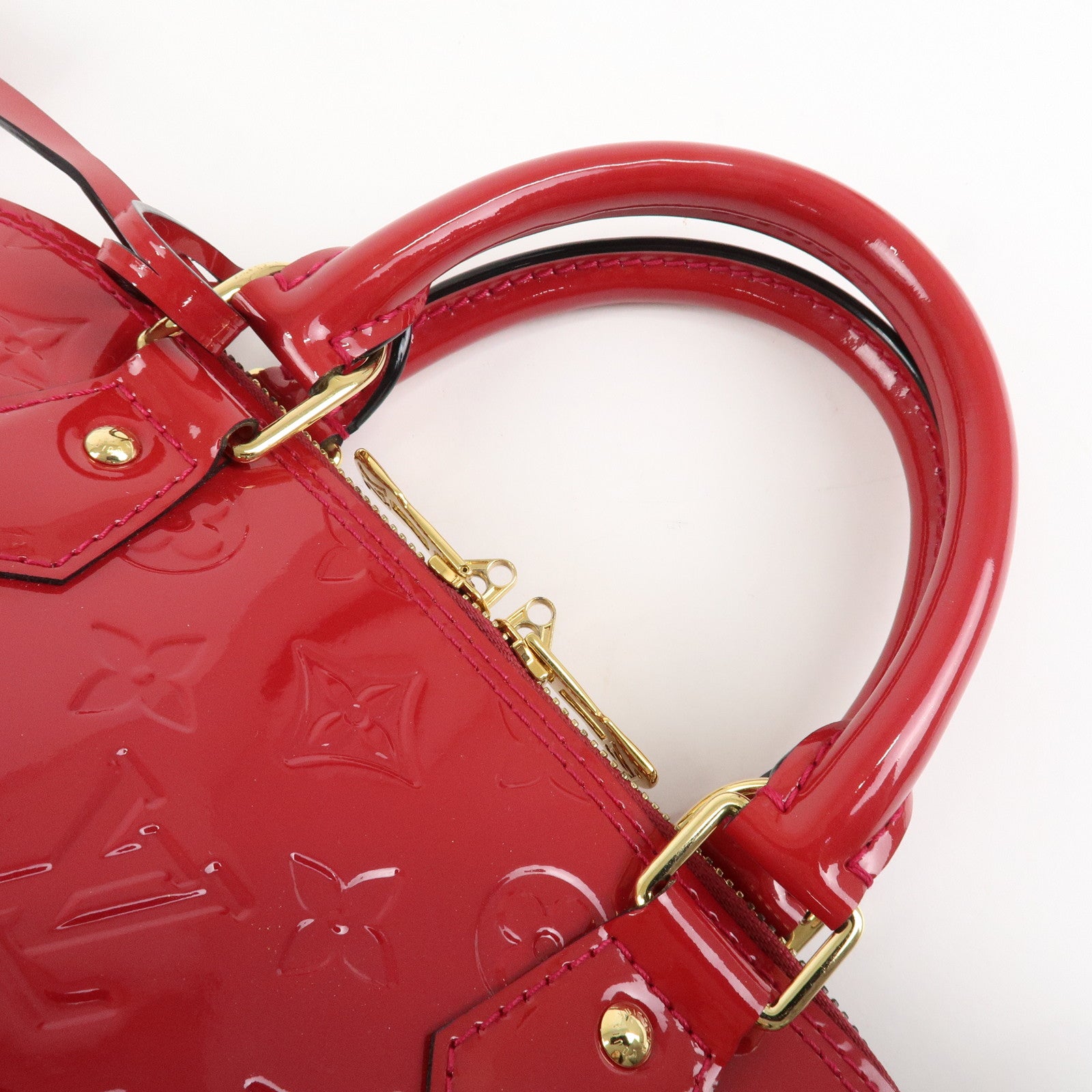 Louis Vuitton Monogram Vernis Alma PM Hand Bag Red M91693 Used