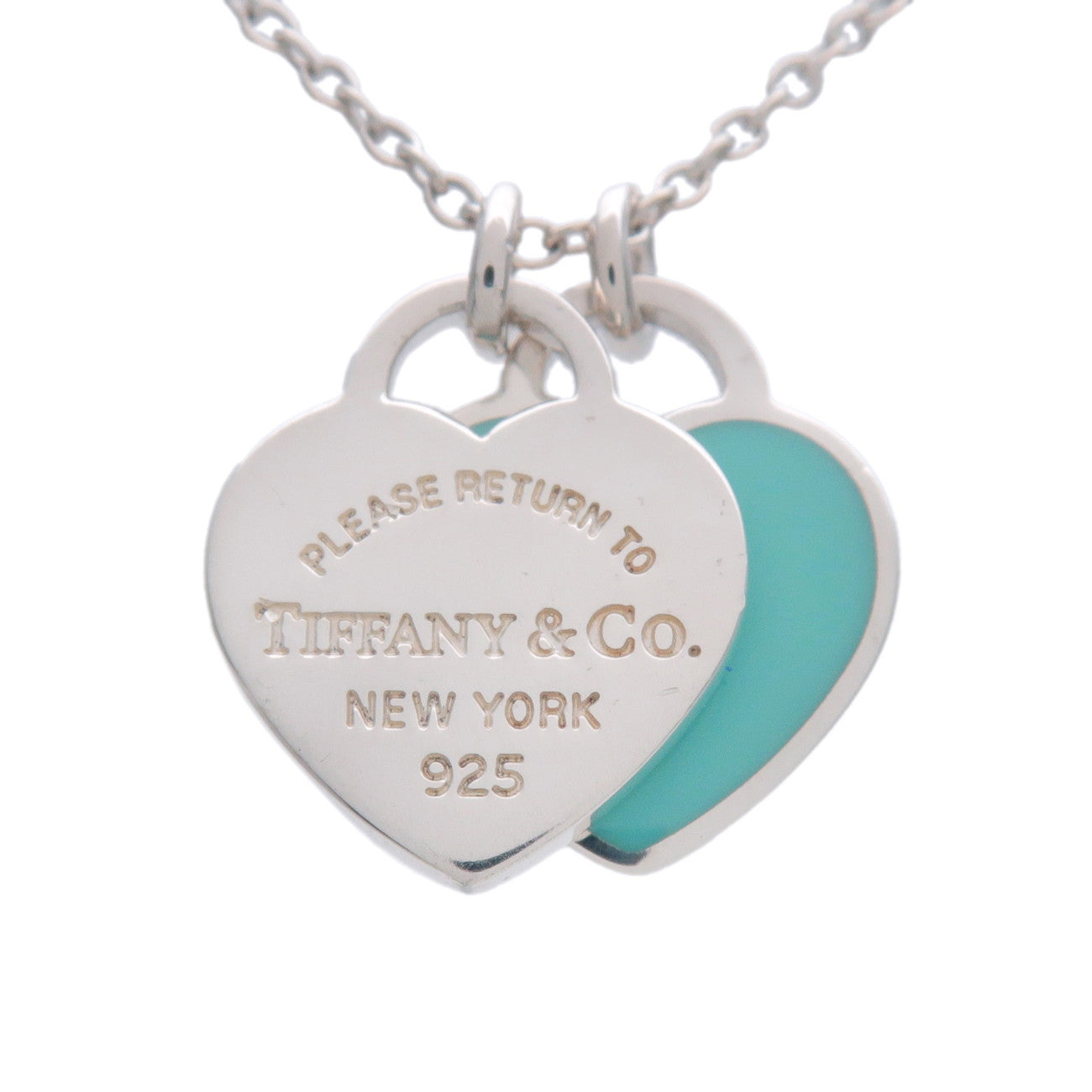 Tiffany & Co Return to Tiffany Mini Double Heart Tag Necklace SV925
