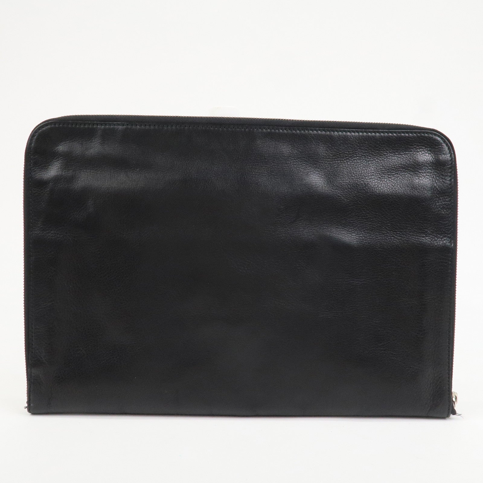 BVLGARI Logo Leather Clutch Bag Black