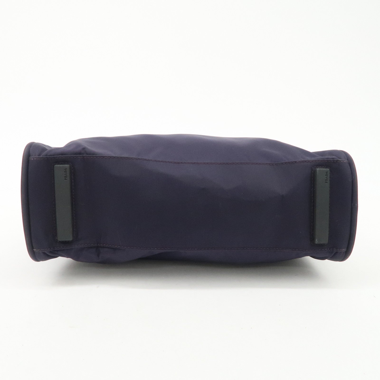 PRADA Triangle Logo Leather Nylon Hand Bag Purple B8495