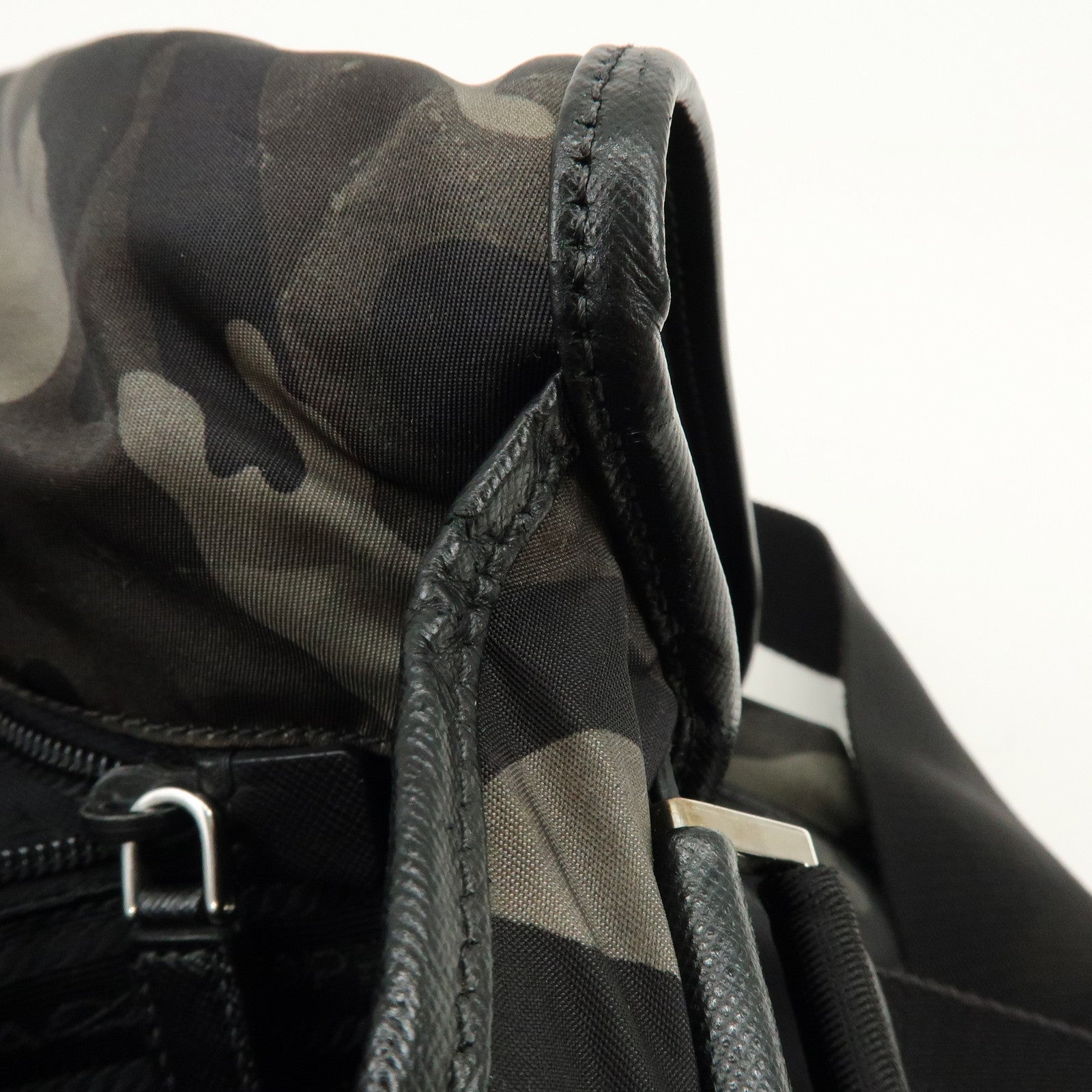 PRADA Triangle Logo Nylon Saffiano Leather Camouflage Shoulder Bag