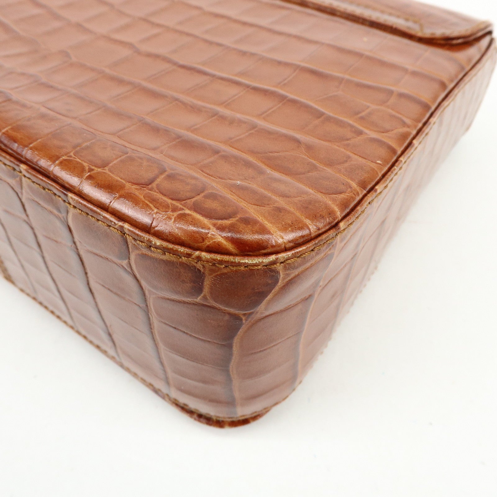 Ferragamo Gancini Embossed Leather Shoulder Crossbody Bag Brown