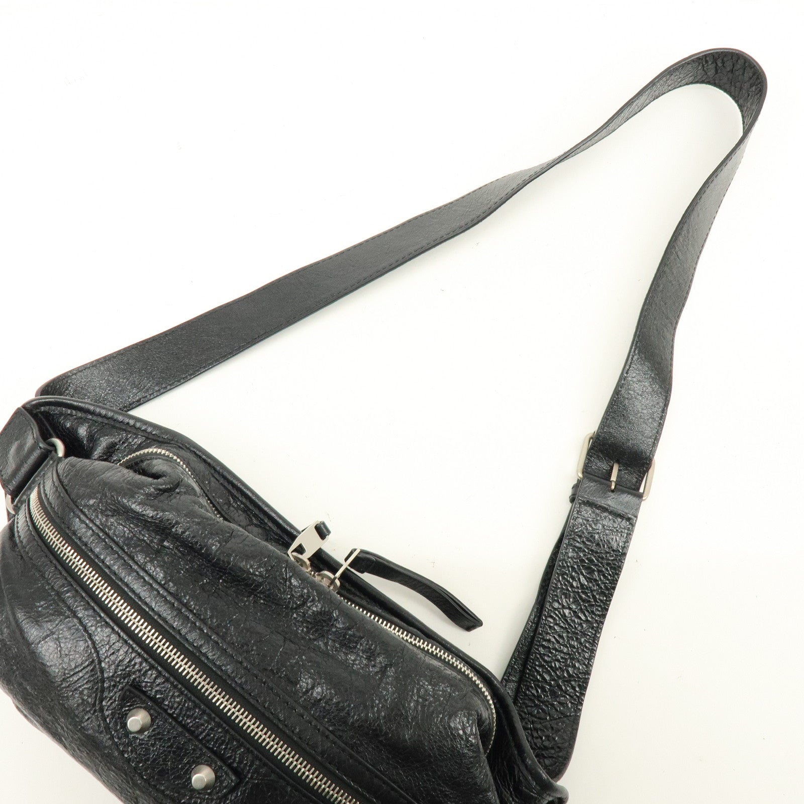 BALENCIAGA Neo Lift Leather Waist Bag Body Bag Style Black 542013