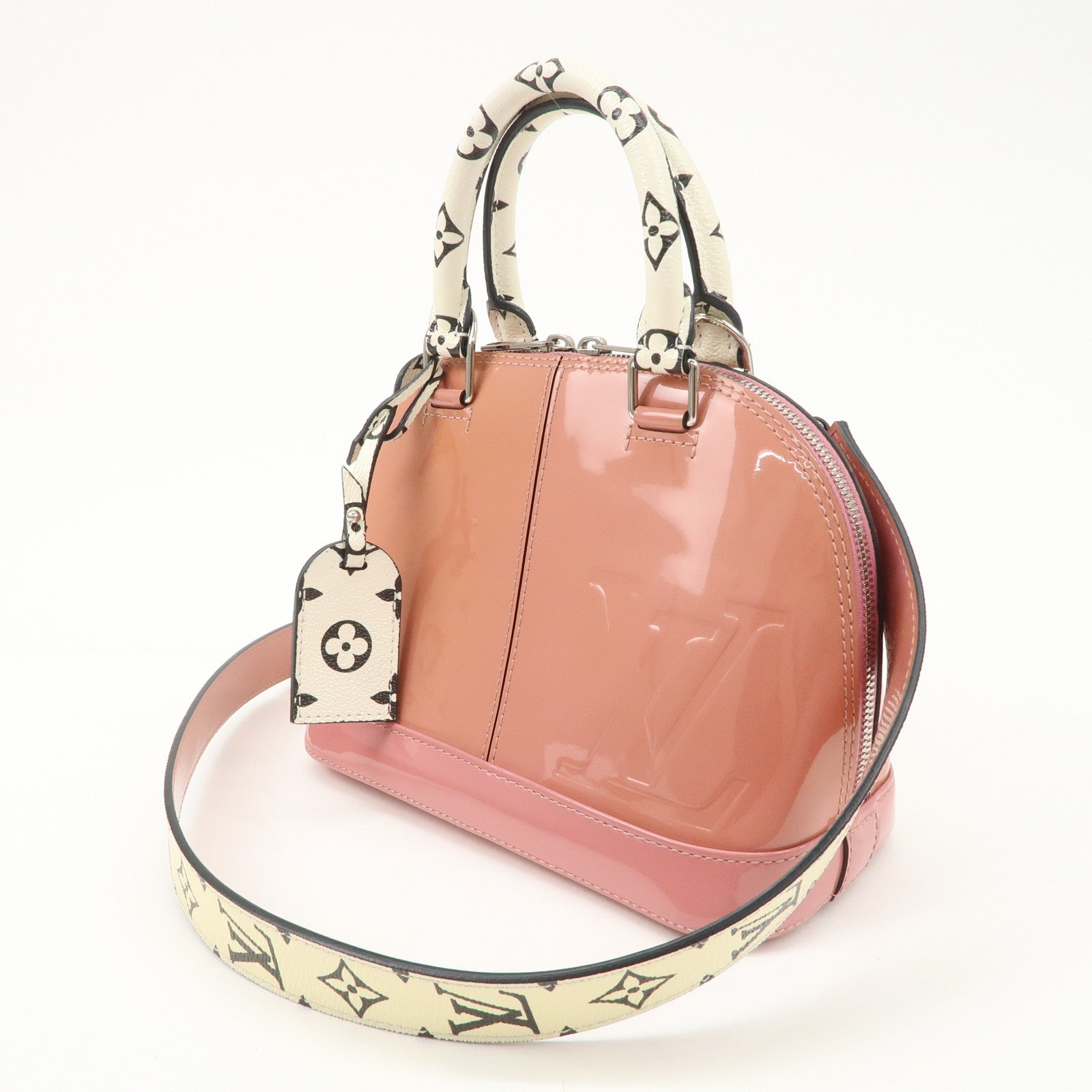 Louis Vuitton Vernis Miroir Alma BB 2Way Hand Bag Rose Splash M54704 Used