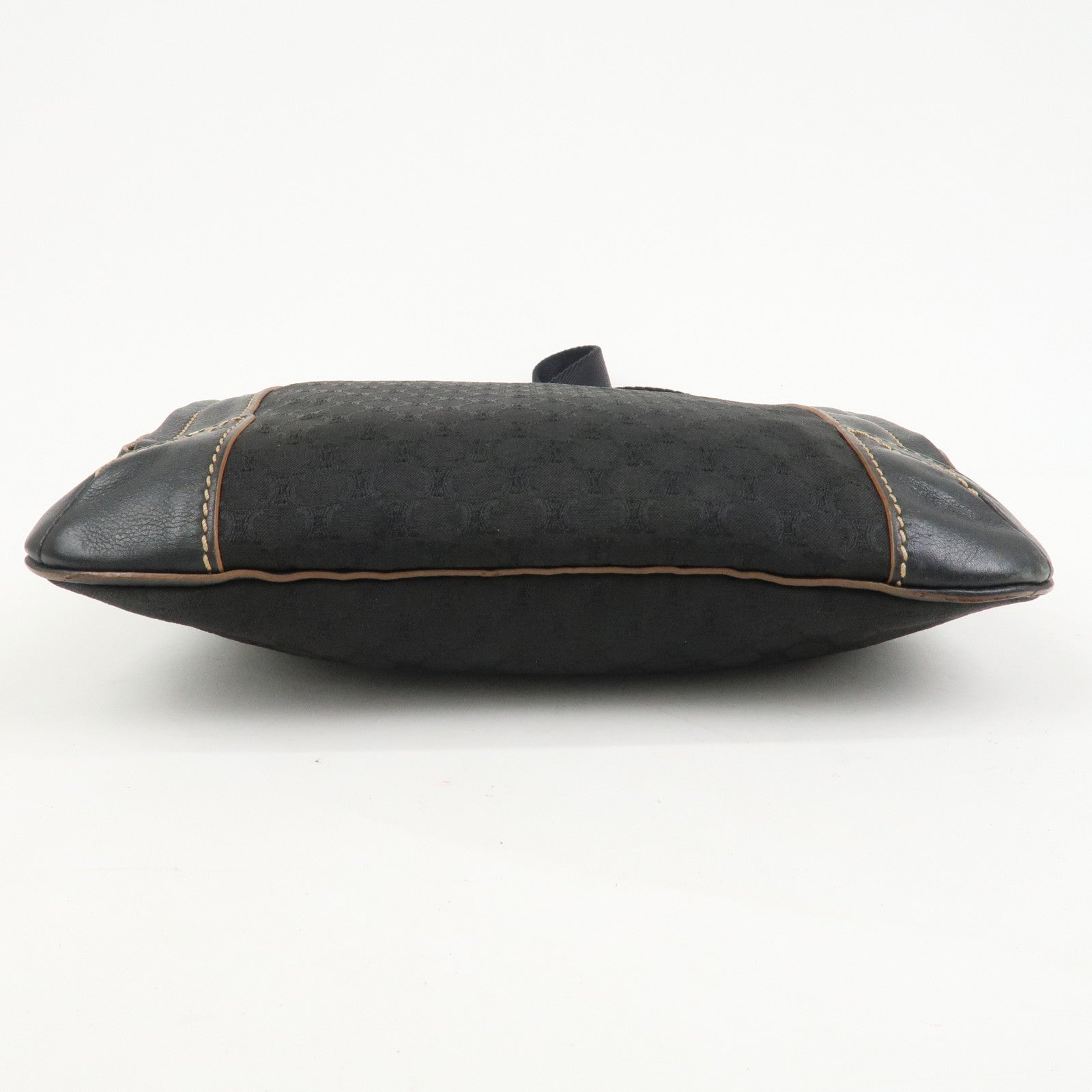 CELINE Macadam Logo Canvas Leather Shoulder Bag Crossbody Bag Black