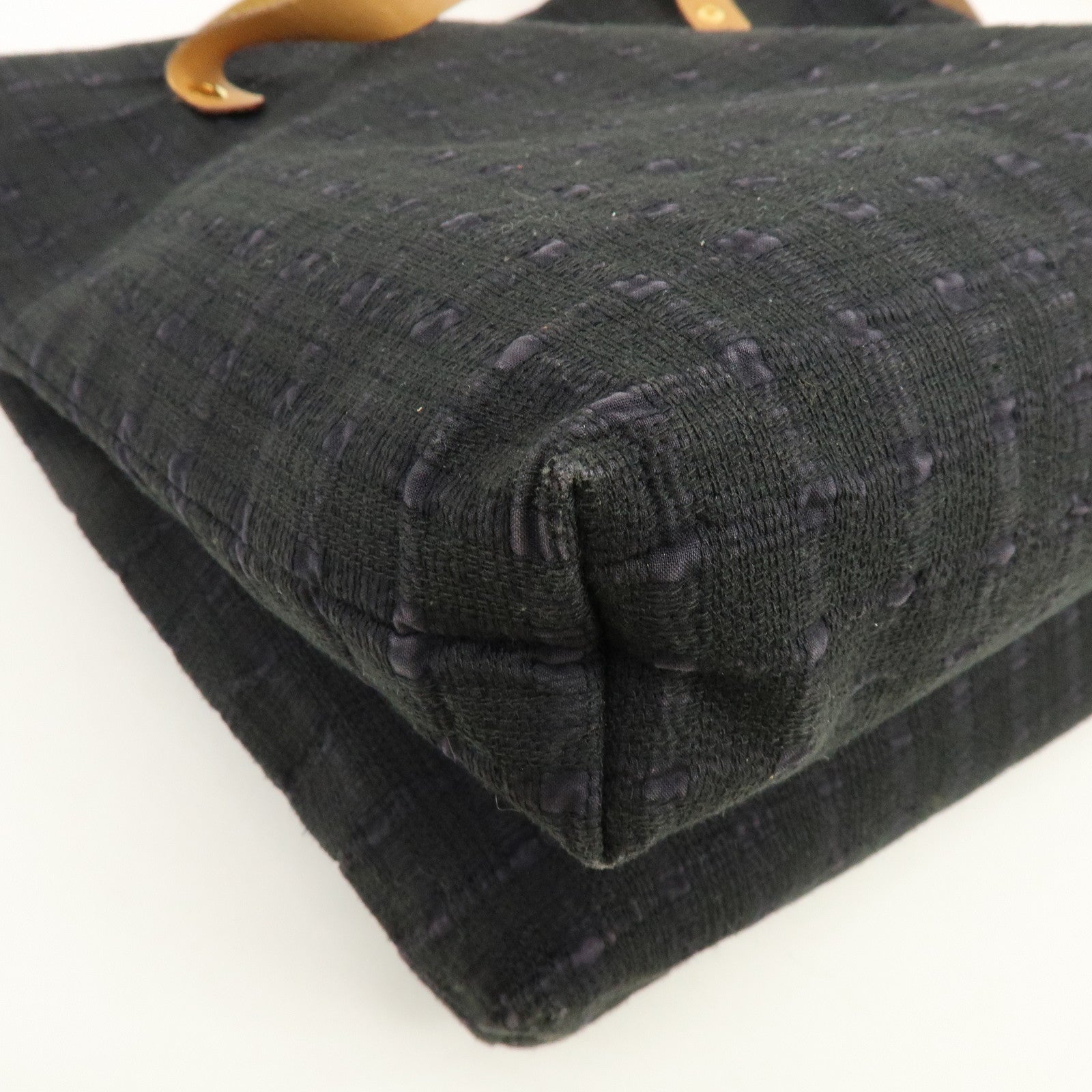 HERMES Amedaba Cabas de Poche Cotton Canvas Leather Tote Bag Navy