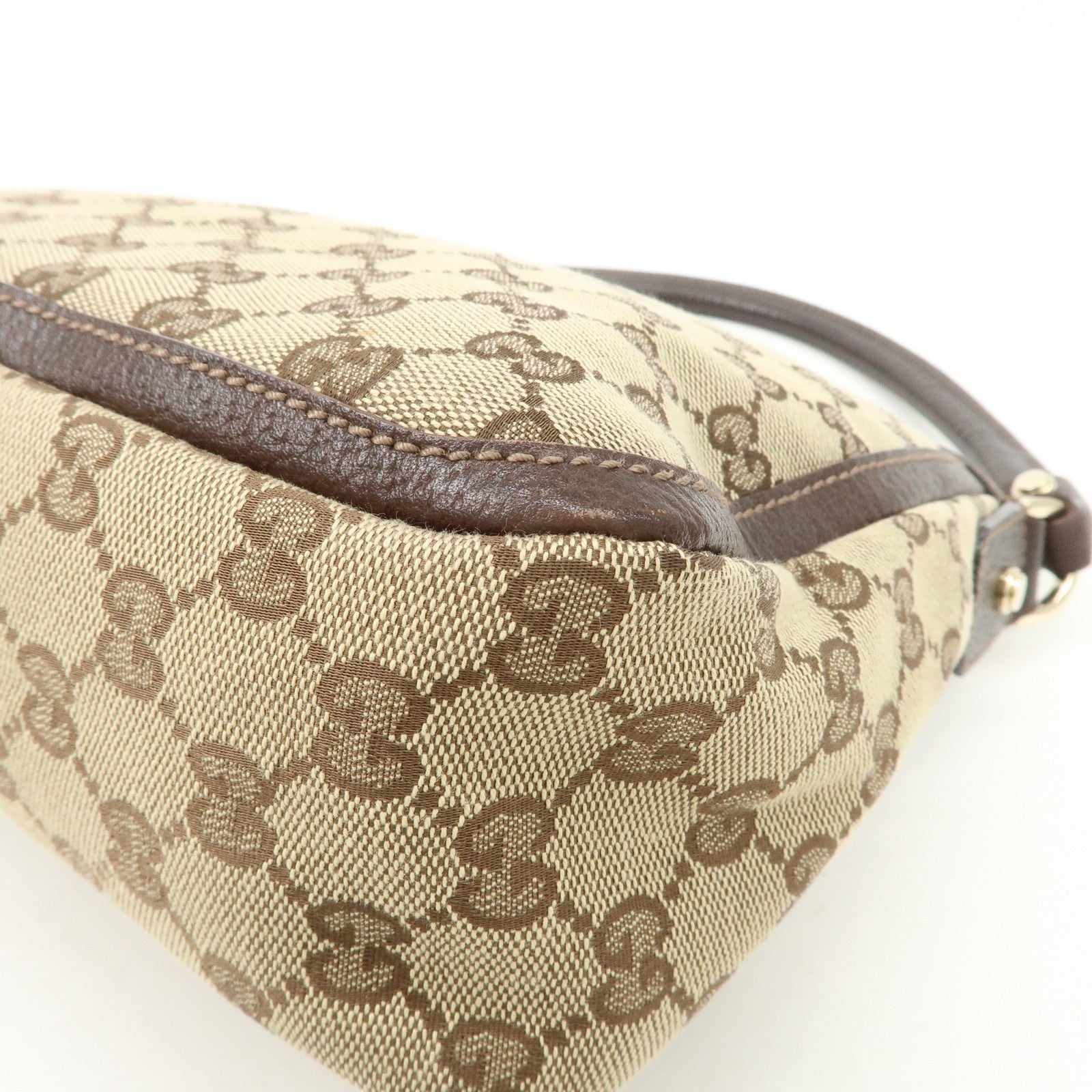 GUCCI GG Canvas Shoulder Bag Hand Bag Beige Brown 146244