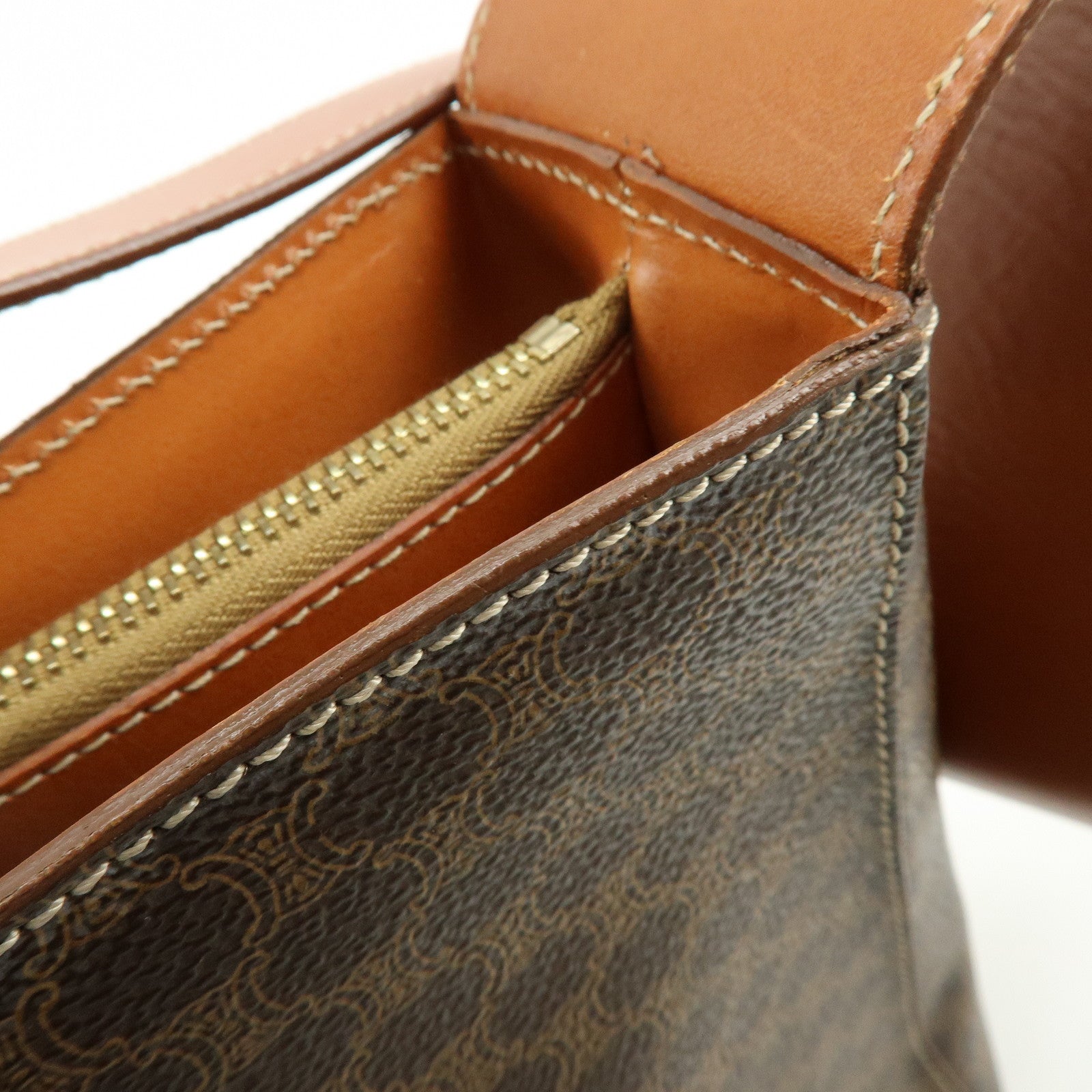 CELINE Macadam PVC Leather Shoulder Bag Brown